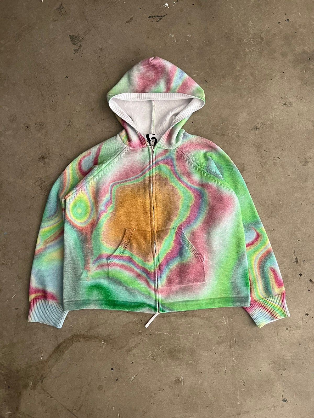 Pre-owned Archival Clothing X Individual Designer Badson ‘spctrm' Knit Zip-up Hoodie In Rainbow