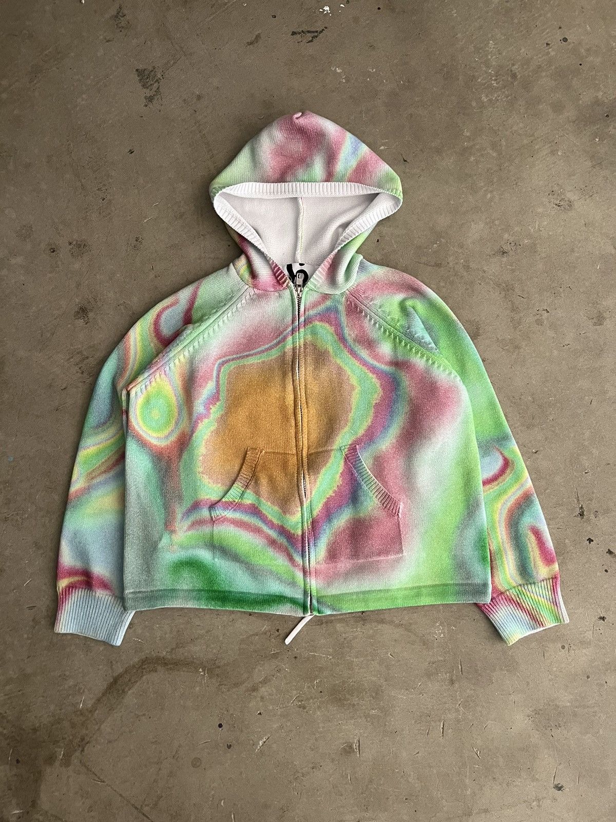 image of Archival Clothing x Individual Designer Badson ‘Spctrm’ Knit Zip-Up Hoodie in Rainbow (Size Large)