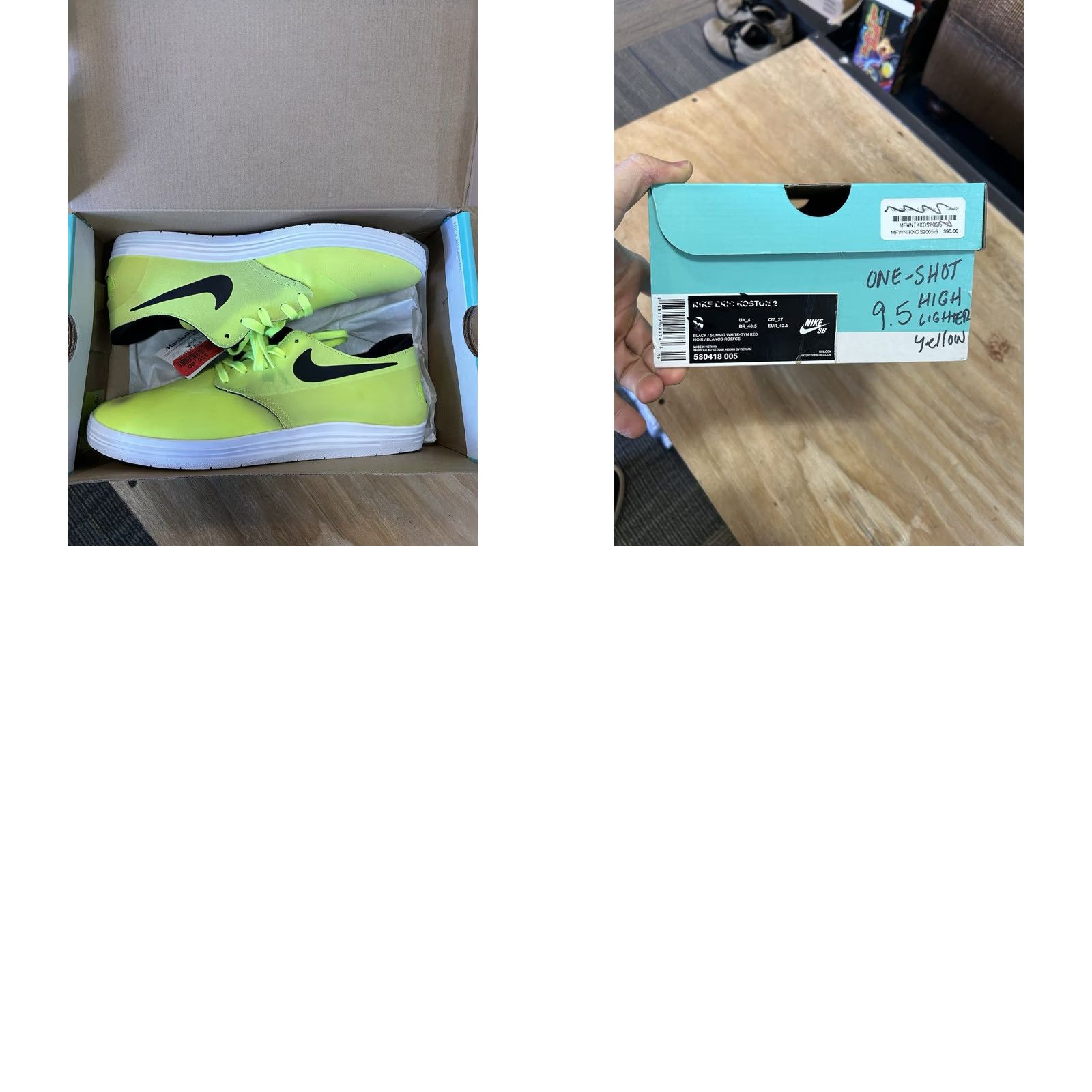 Vintage Nike SB Lunar Oneshot Volt/Black 631044-700 Size 9.5 Men Shoes Size US 9 / EU 42 - 11 Thumbnail