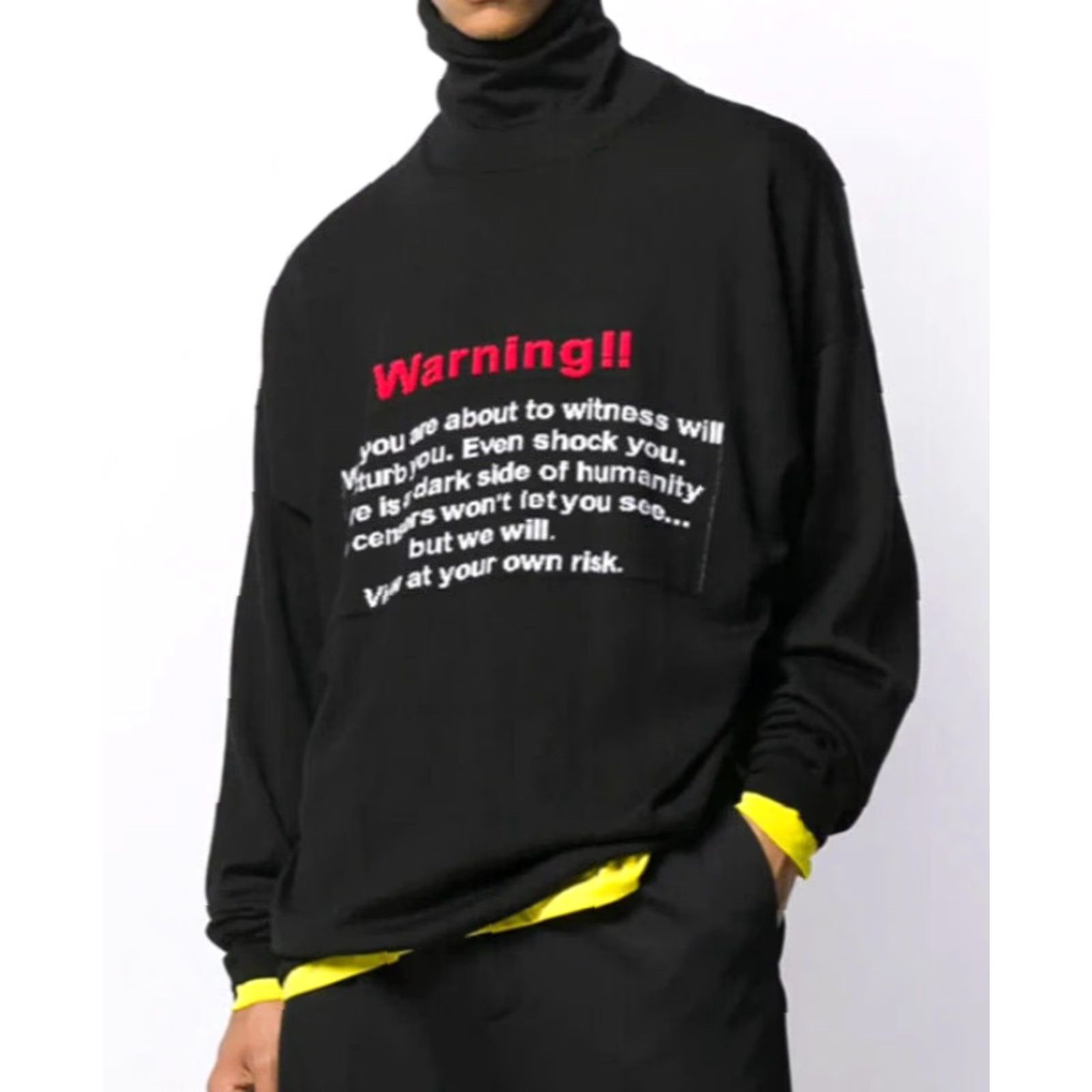 Vetements VETEMENTS Unisex Adult Turtle-Neck Sweater M Merino Wool Black Pullover Knit 100% Merino Wool Designer Streetwear, Oversized, Italy, 1990s? Size US M / EU 48-50 / 2 - 2 Thumbnail