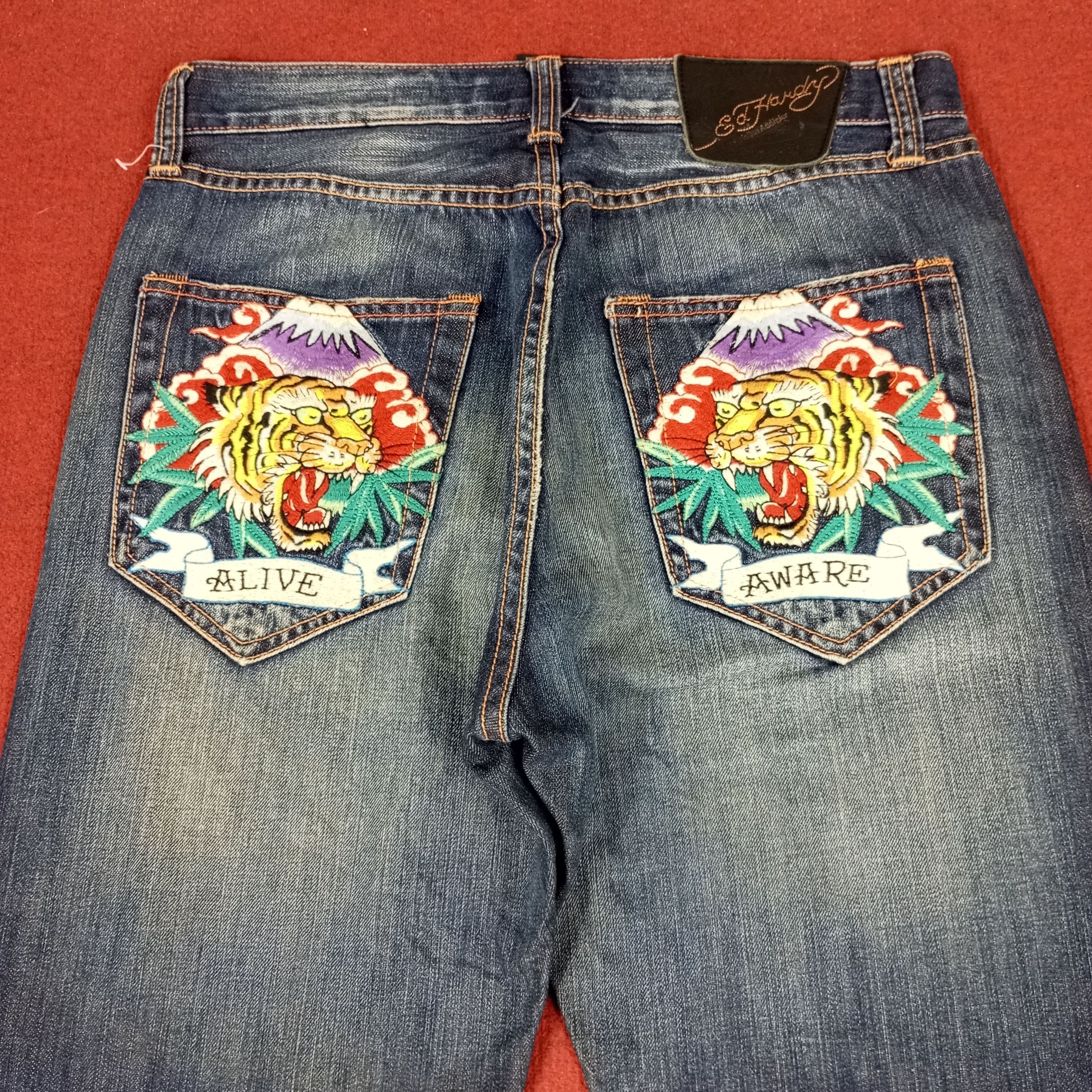 Christian Audigier Ed Hardy Tiger Design Fashion Style Jeans Size US 32 / EU 48 - 2 Thumbnail