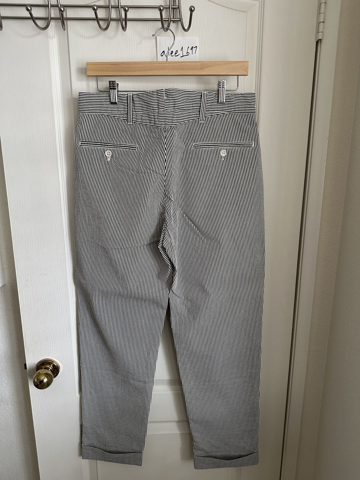 Engineered Garments Navy & White Seersucker Striped Andover Trousers Size US 30 / EU 46 - 3 Thumbnail