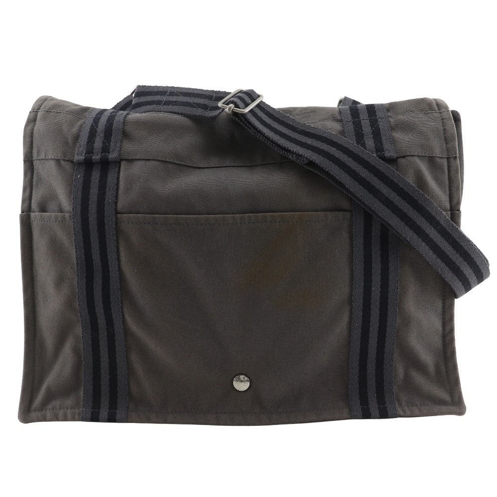 Hermes Hermes Fourre Tout Besace Mm Cotton Canvas Shoulder Bag Cotton Crossbody Bag in Grey, Men's