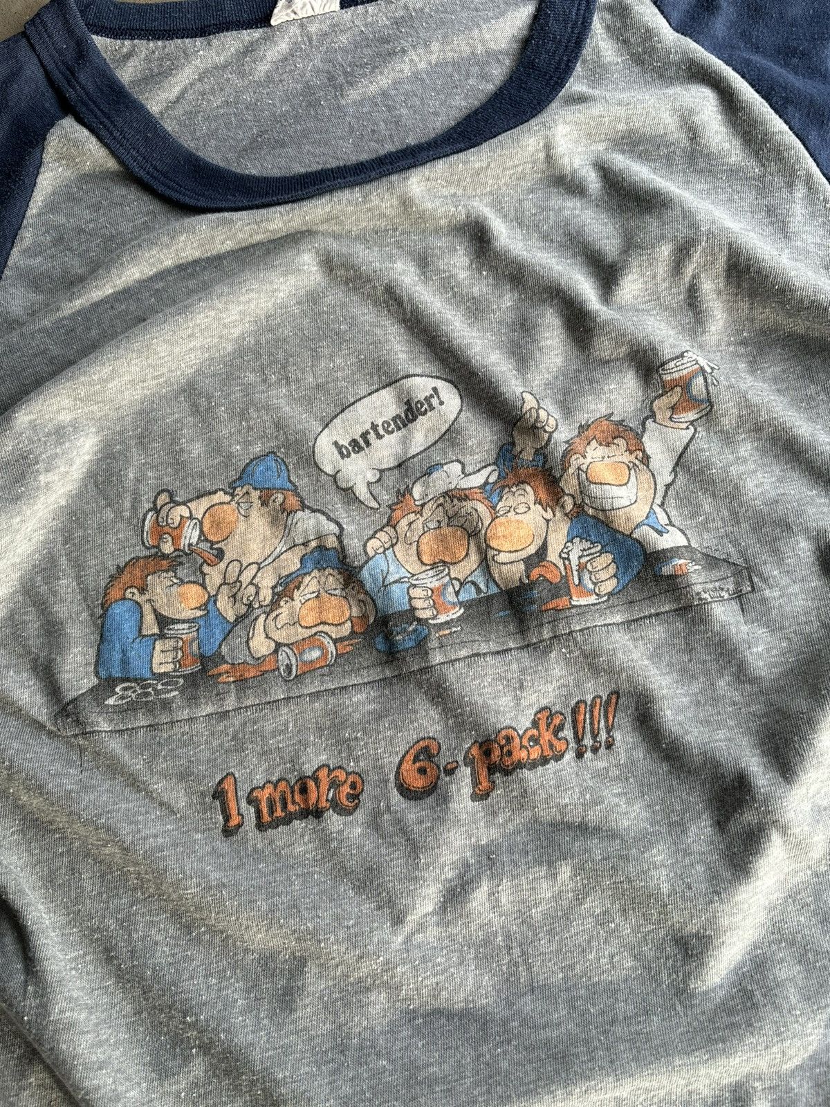 Vintage Crazy 80s Need More Beer Humorous Two Tome Ringer Tee Size US M / EU 48-50 / 2 - 3 Thumbnail