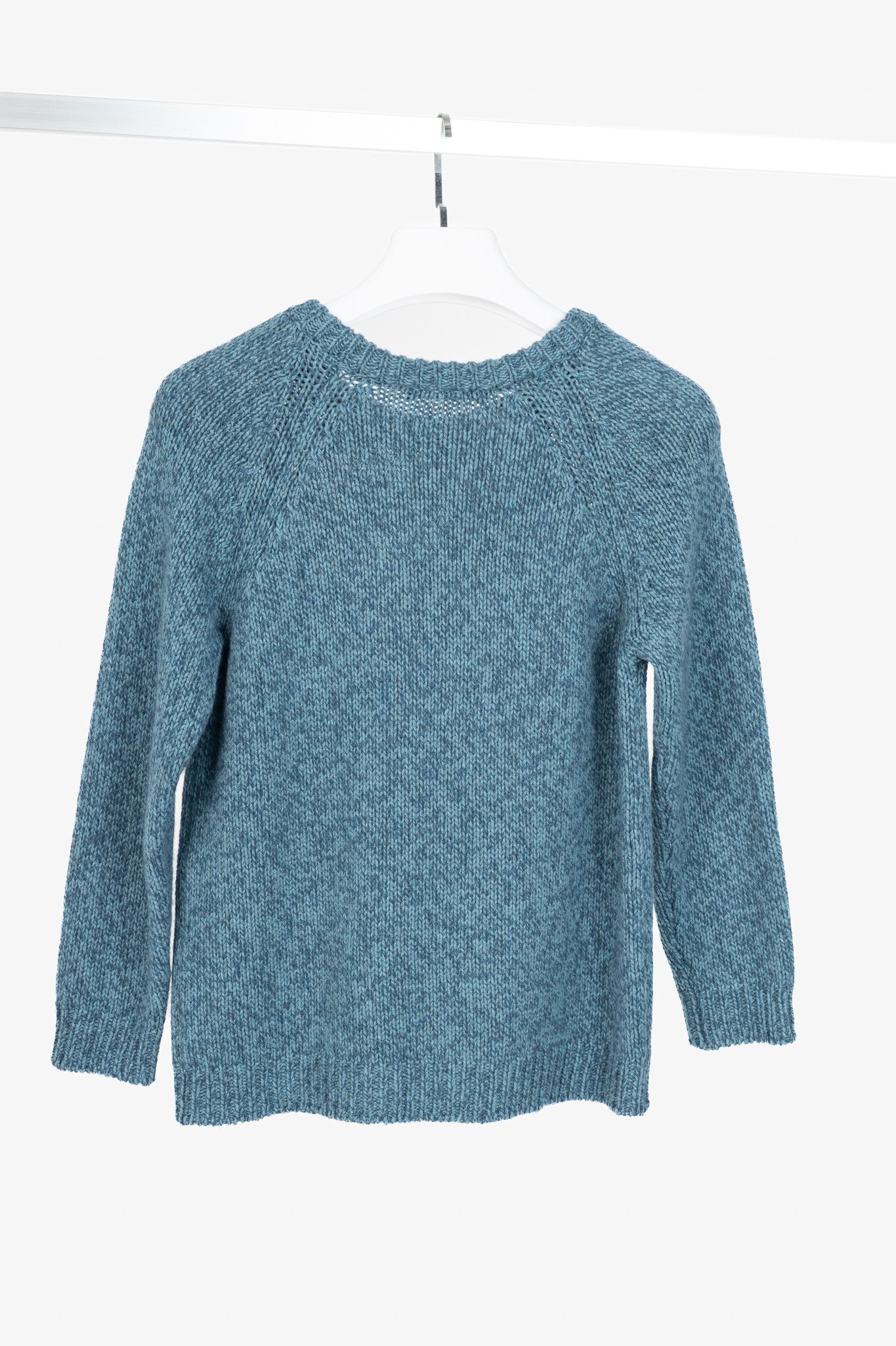 Weekend Max Mara Weekend Max Mara Marled Blue Raglan-Sleeve Sweater Size L / US 10 / IT 46 - 2 Thumbnail