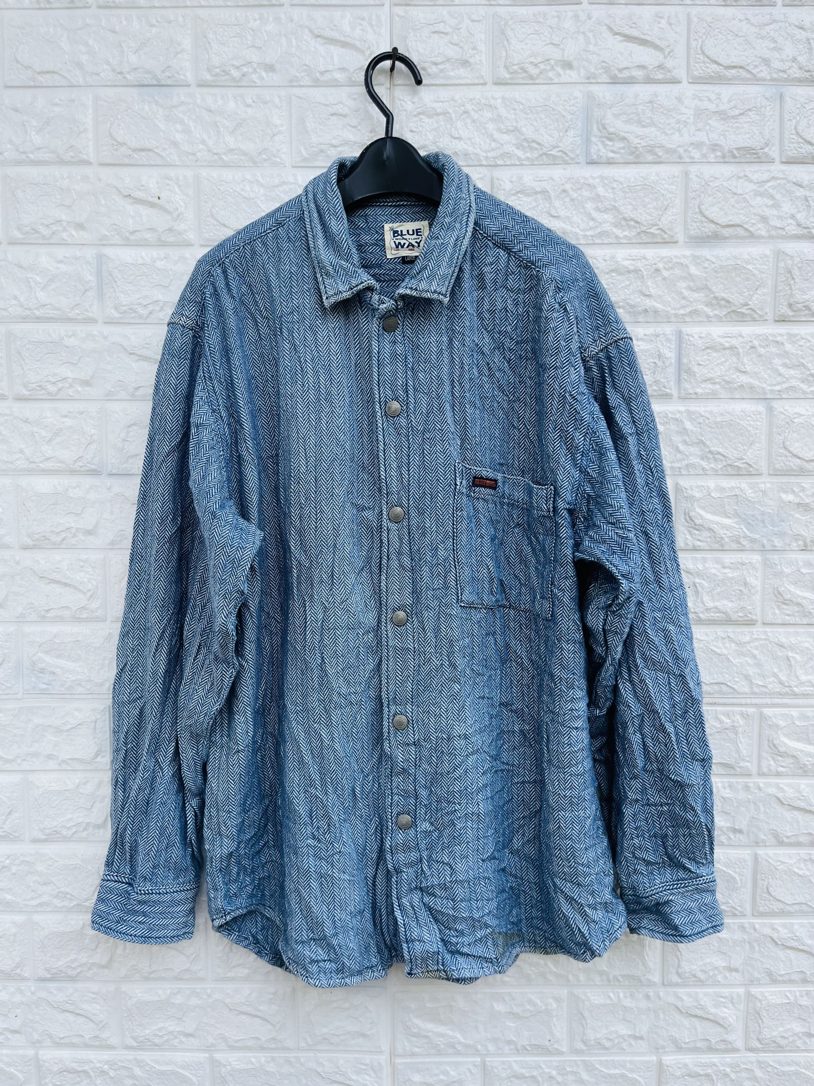 Japanese Brand × Vintage Vintage Blue Way Haringbone Japanese Designer Fashion Style Size US XL / EU 56 / 4 - 1 Thumbnail