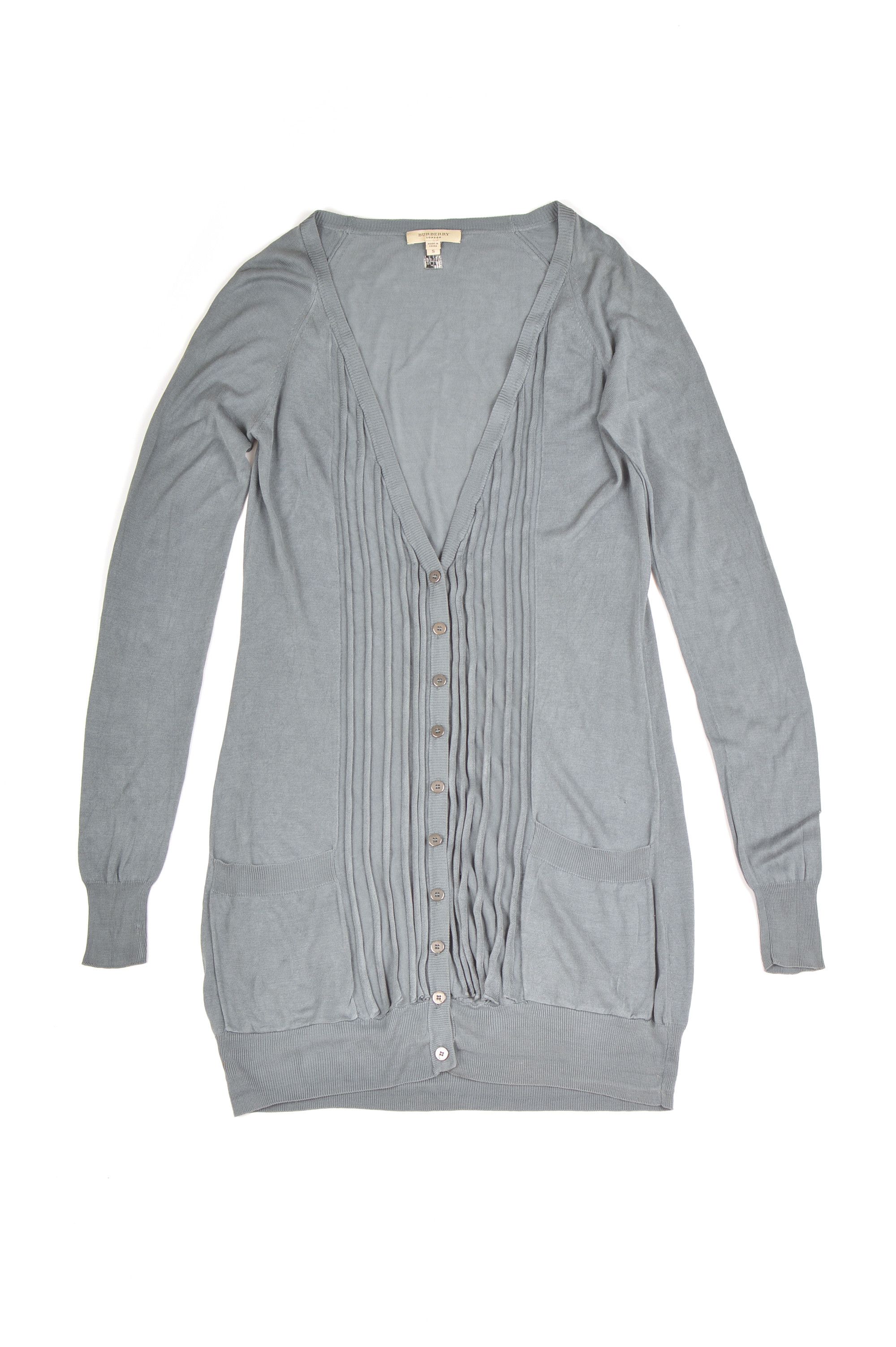 Burberry London Womens Gray/Blue Button Long Cardigan