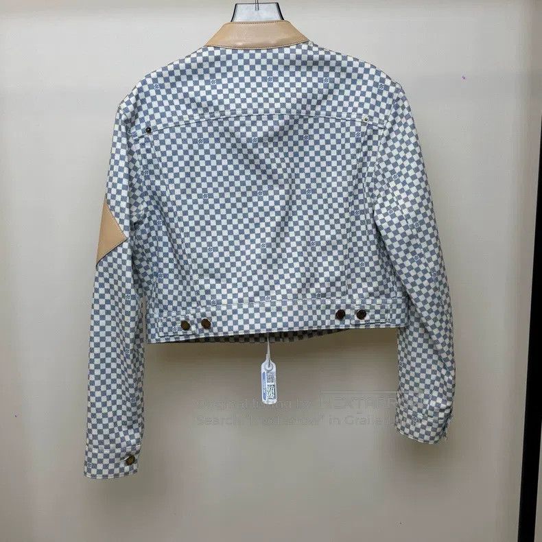 Louis Vuitton Louis Vuitton Blue and white checkerboard leather jacket Size XXS / US 00 / IT 34 - 2 Thumbnail
