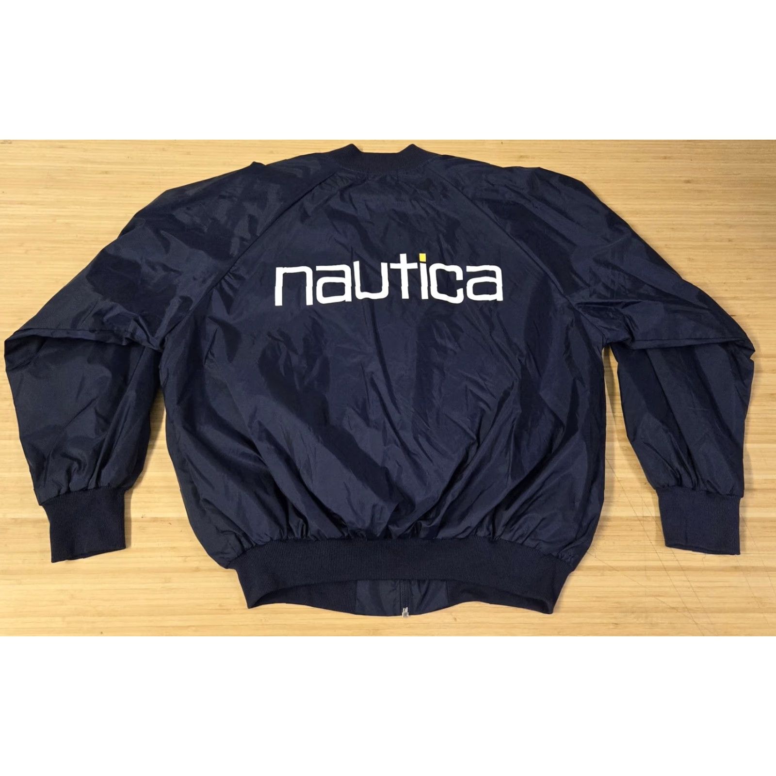 Nautica Nautica Jacket Mens One Size Navy Blue Nylon Windbreaker Full Zip Spell Out Logo Navy Blue Windbreaker Nautica Logo Size US M / EU 48-50 / 2 - 6 Thumbnail