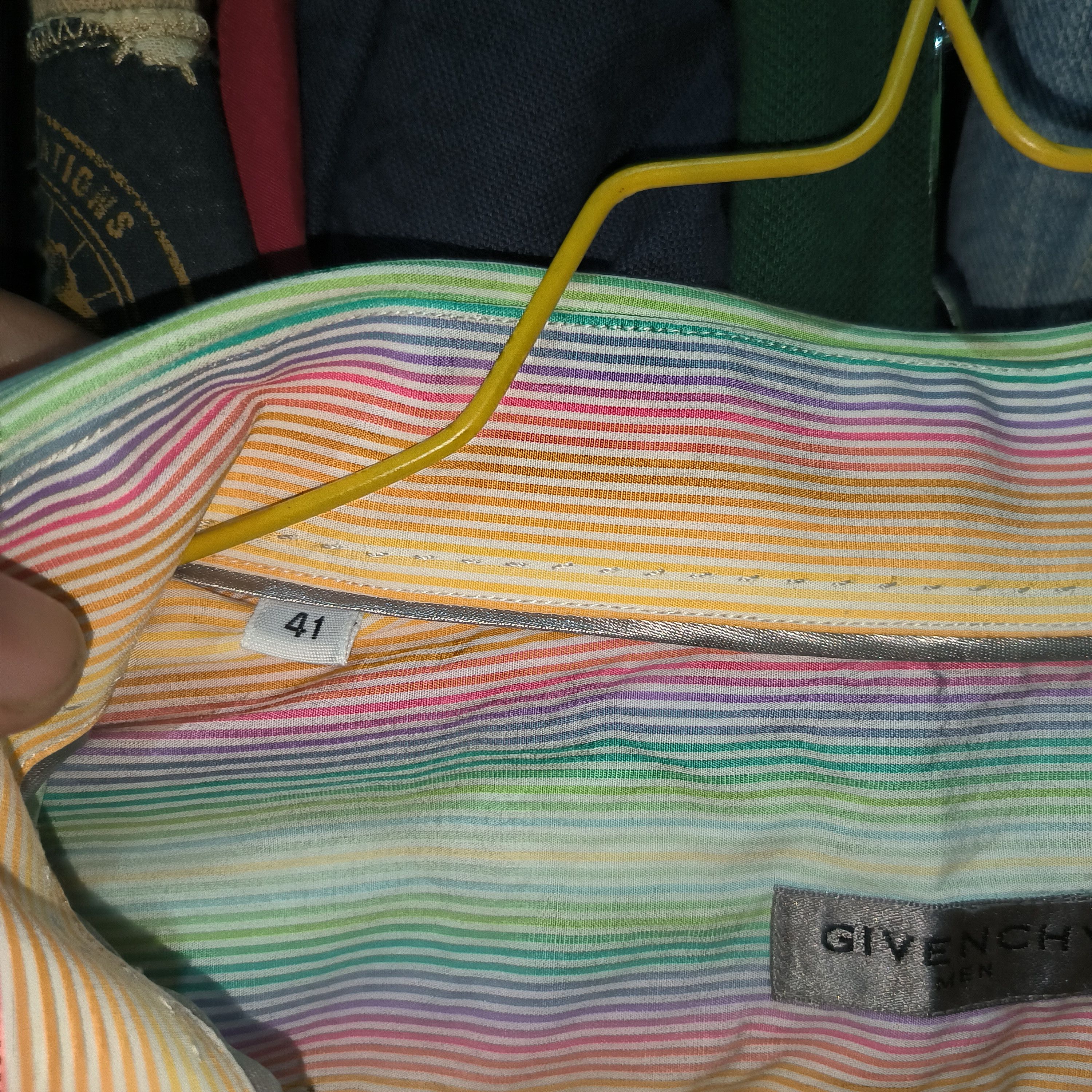 Givenchy Vintage 2000s Givenchy Rainbow Stripe Shirts Size US XL / EU 56 / 4 - 4 Thumbnail