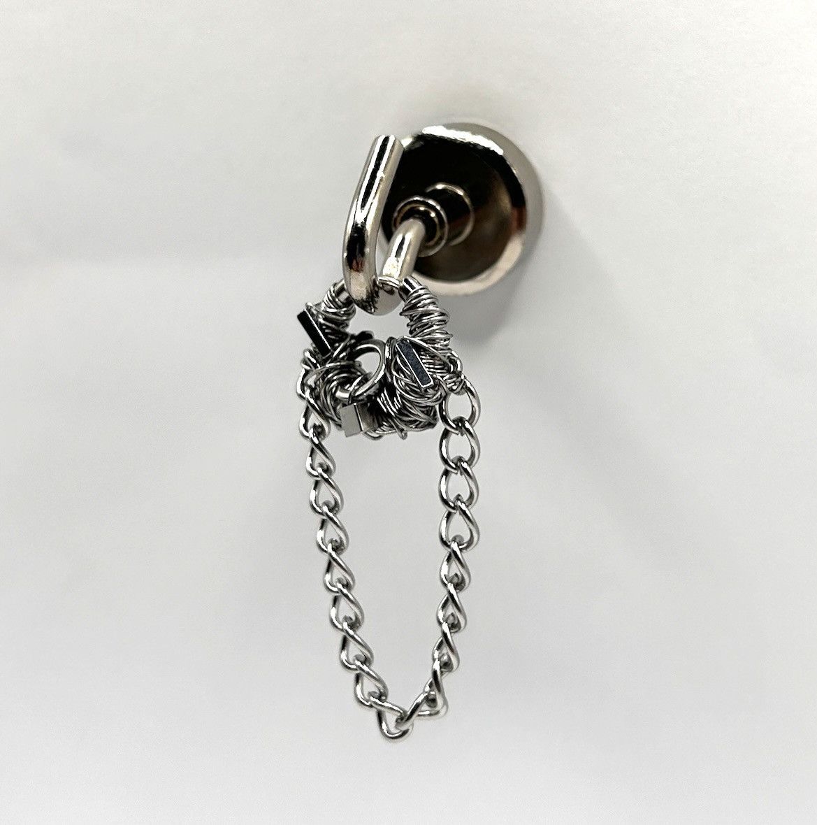 Seditionaries Handmade Stainless Steel Mono Earring with Chain erd chrome Size ONE SIZE - 2 Thumbnail