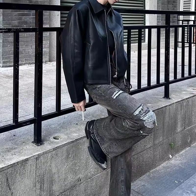 Japanese Brand Zip-up Turn-down Collar PU Leather Coat Size US XL / EU 56 / 4 - 4 Thumbnail