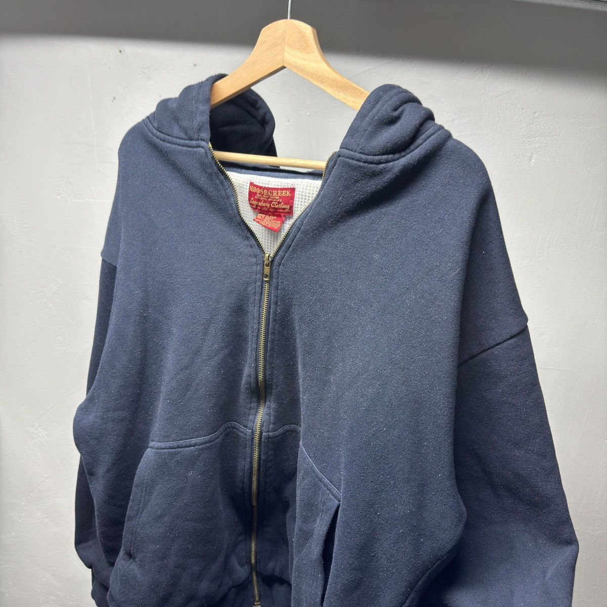 Vintage 90s Thermal Lined Navy Blue Zip Up Hoodie ERD Grunge Faded Size US XL / EU 56 / 4 - 2 Thumbnail