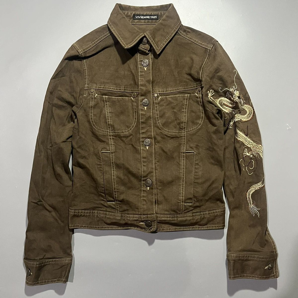 Vivienne Tam Viviene Tam Dragon Embroidered Denim Jacket Size XS / US 0-2 / IT 36-38 - 1 Thumbnail