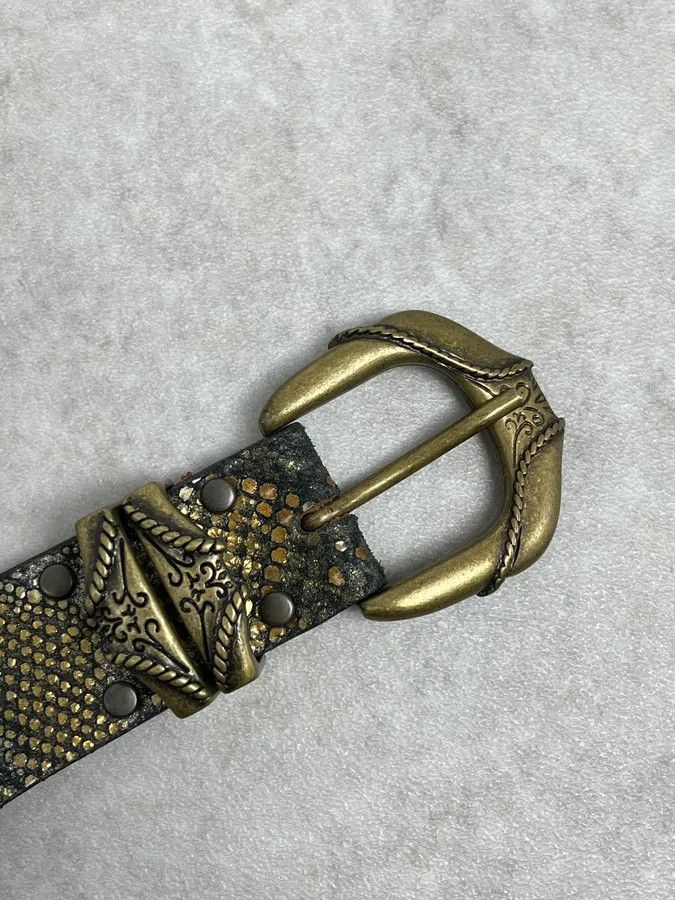 Vintage 2000s Nanni Embellished Metal Python Effect Leather Belt Size ONE SIZE - 5 Thumbnail