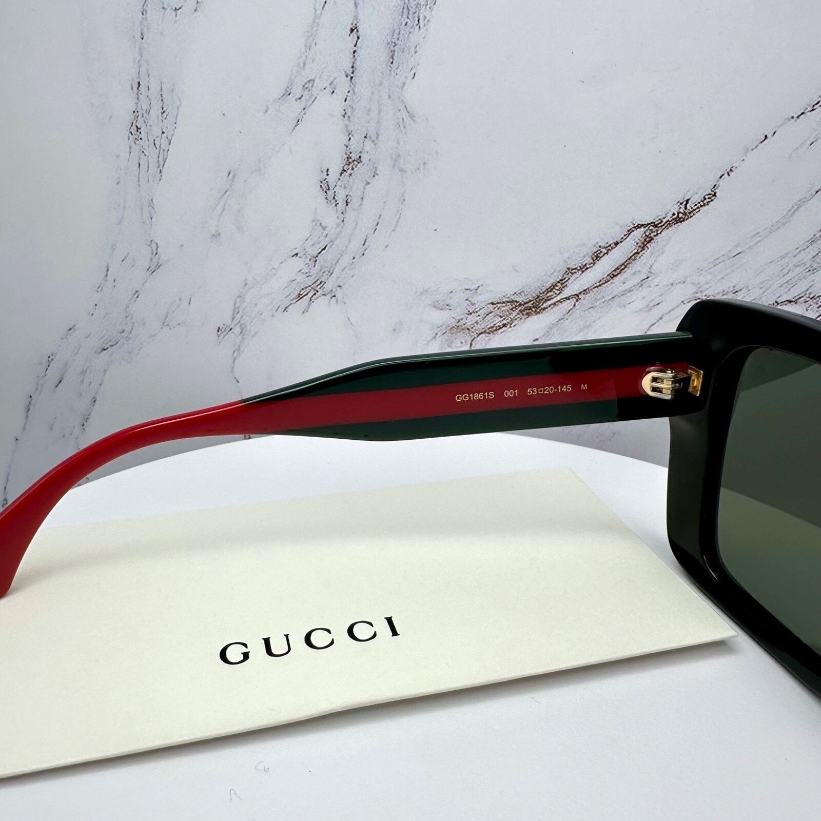 Gucci New GUCCI Sunglasses Black 53mm Gold 3D Metal Logo Square Size ONE SIZE - 9 Thumbnail