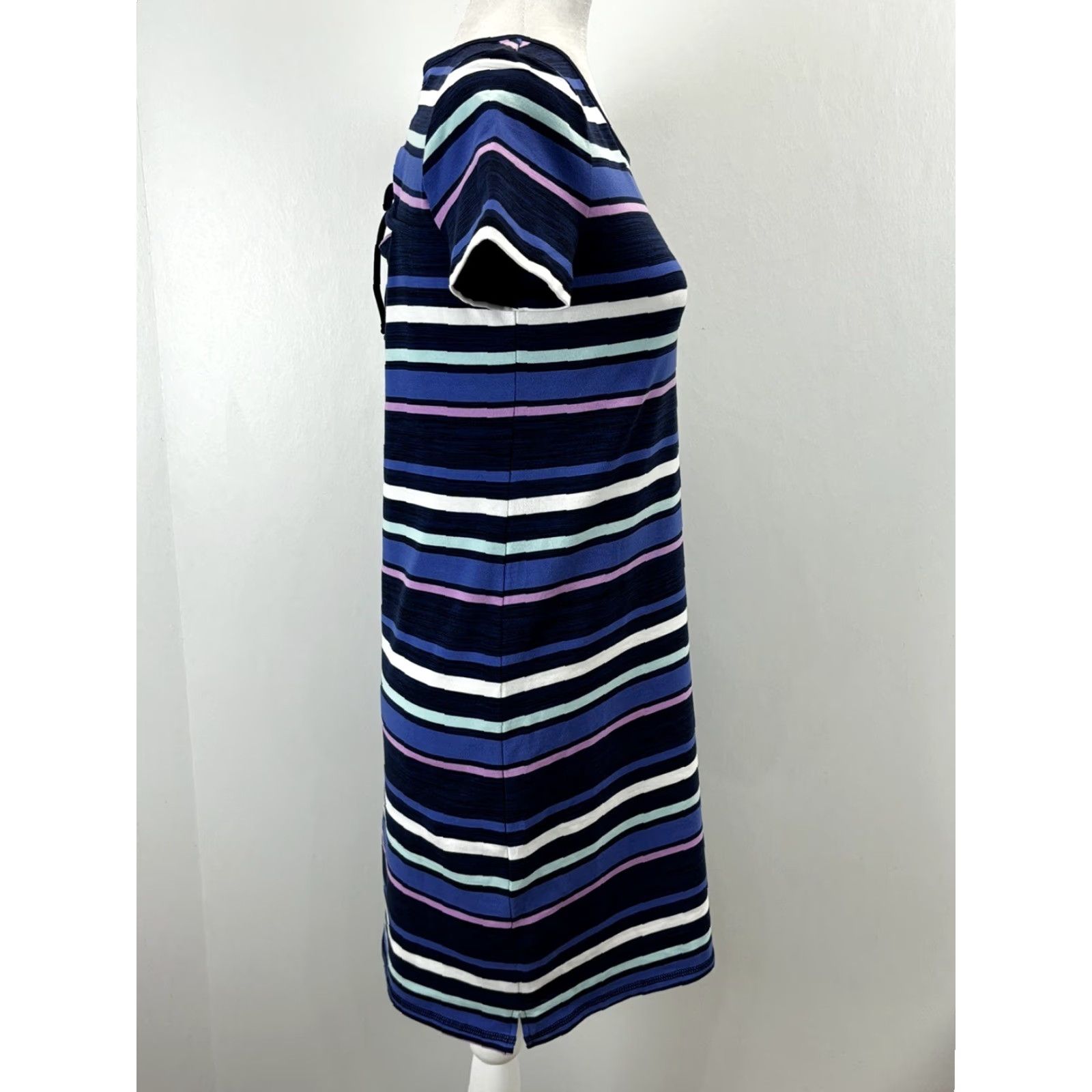 Talbots VINTAGE T By Talbots Striped Tshirt Dress P Petite VGUC Ruched Back Casual Shirt Dress Womens Size S / US 4 / IT 40 - 4 Thumbnail