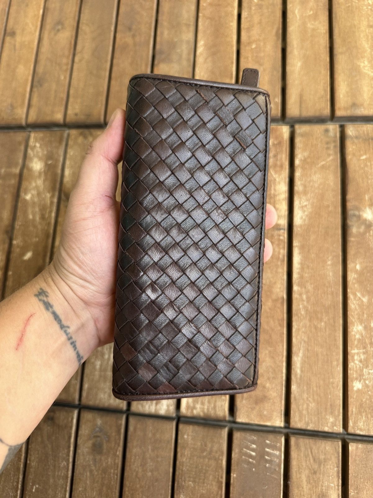 Japanese Brand Japanese Intrecciato Style Leather Wallet Size ONE SIZE - 4 Thumbnail