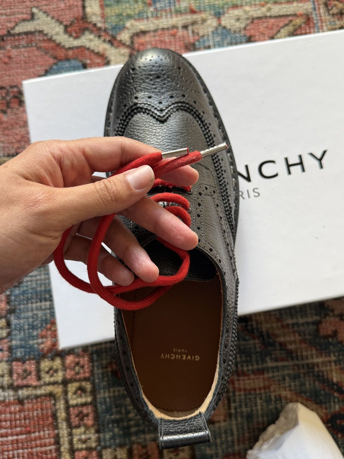 Givenchy Tisci Red Lace Wingtip Derbies Size US 9.5 / EU 42-43 - 11 Thumbnail
