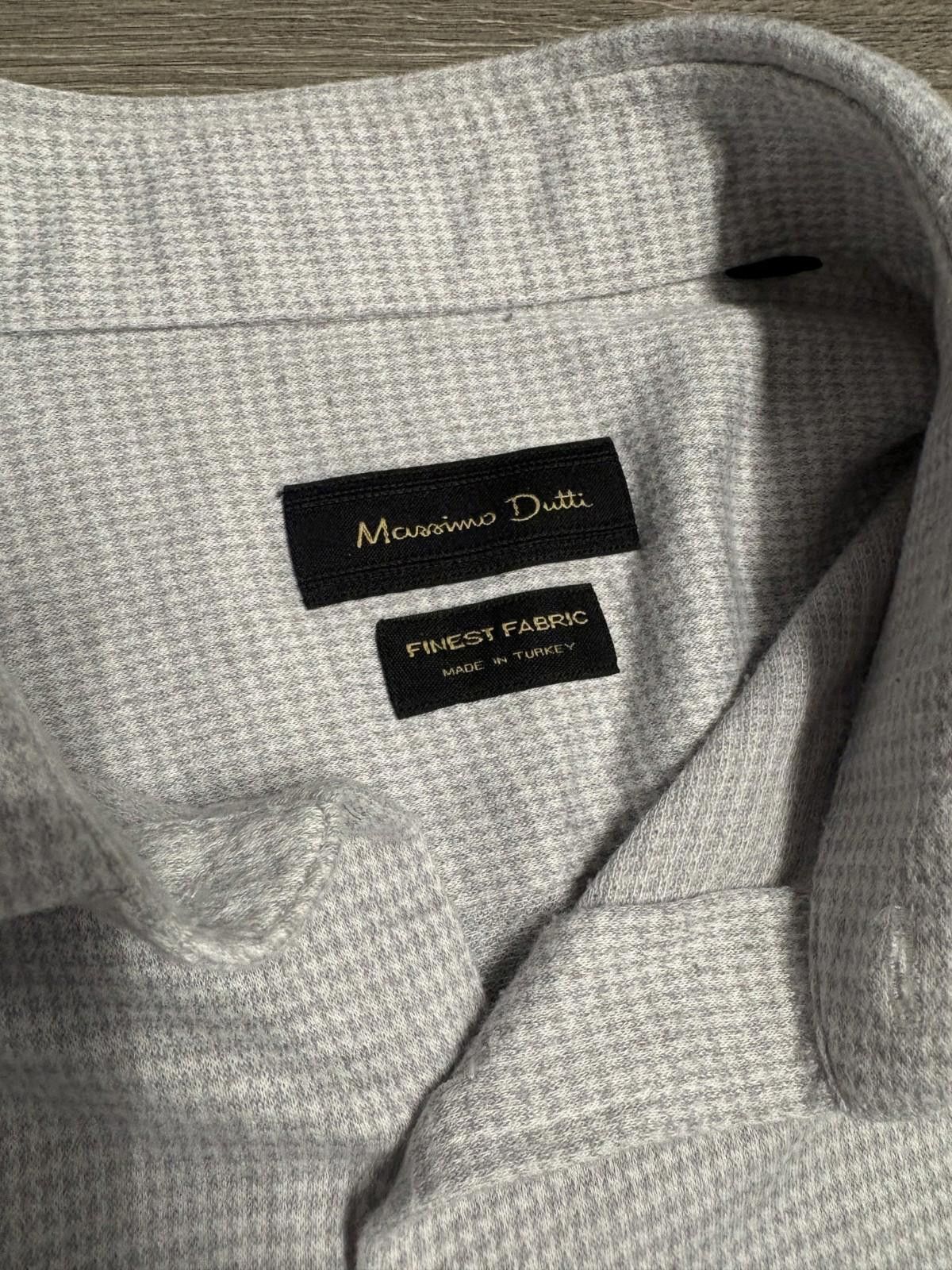 Massimo Dutti MASSIMO DUTTI Mens Shirt XL Gray Houndstooth Cotton Size US XL / EU 56 / 4 - 5 Thumbnail