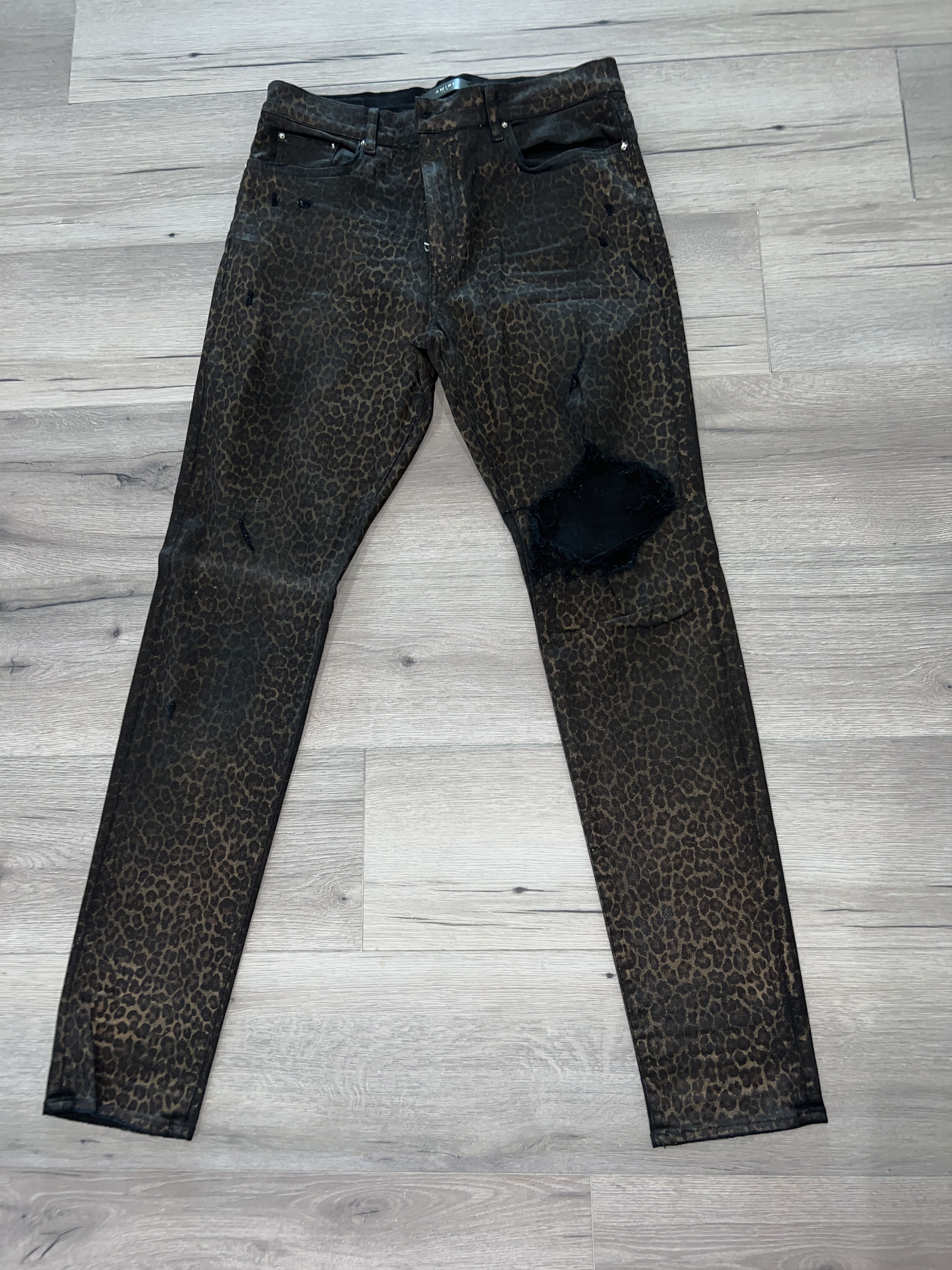 Amiri Broken Metallic Gold Leopard Denim Size US 38 / EU 54 - 1 Thumbnail