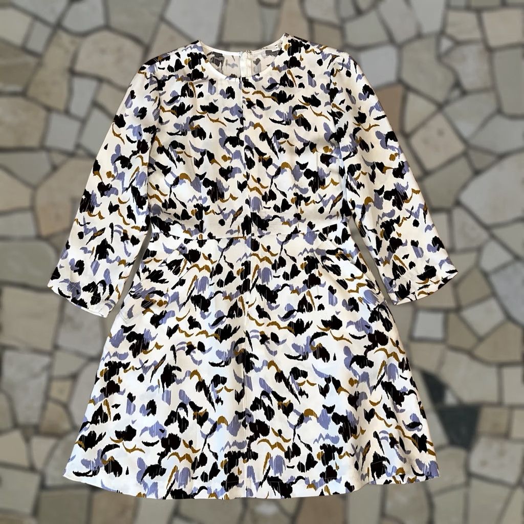 Vintage A.L.C. Floral Print Silk Mini Dress 3/4 Sleeve White 8 Women’s Silk Fit & Flare Short Dress Size M / US 6-8 / IT 42-44 - 1 Thumbnail