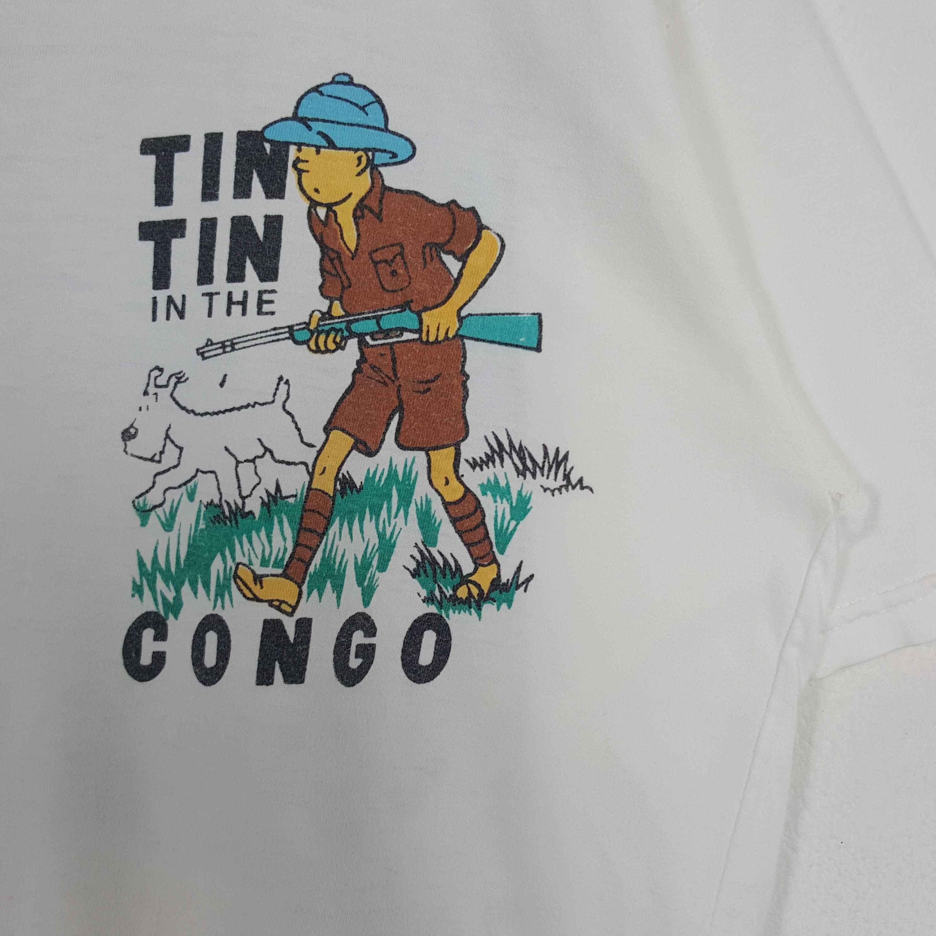 Vintage Vintage Tintin In The Congo American Cartoon Movie Tshirt Size US M / EU 48-50 / 2 - 4 Thumbnail