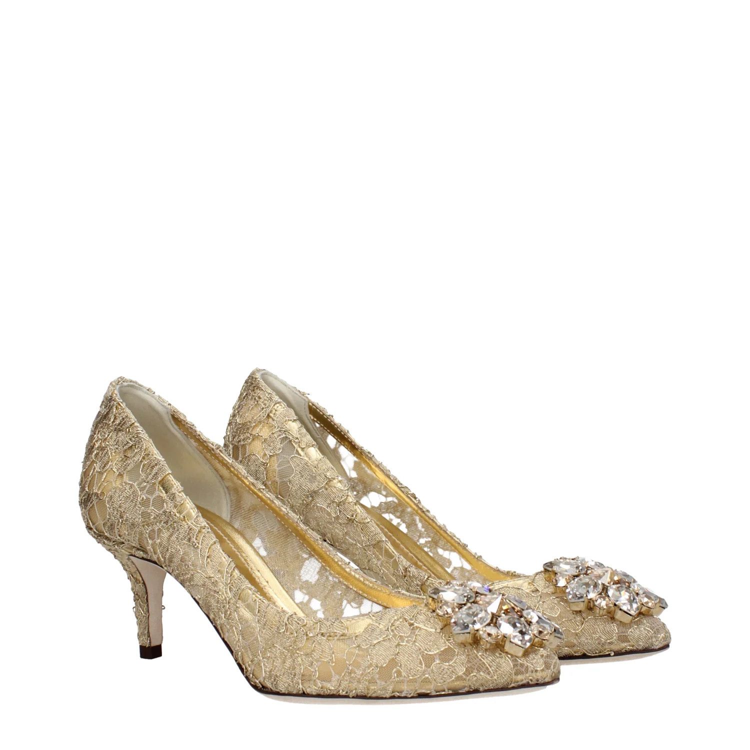 Dolce & Gabbana ob1o1e1124 Lace Pumps in Gold Size US 6 / IT 36 - 2 Thumbnail