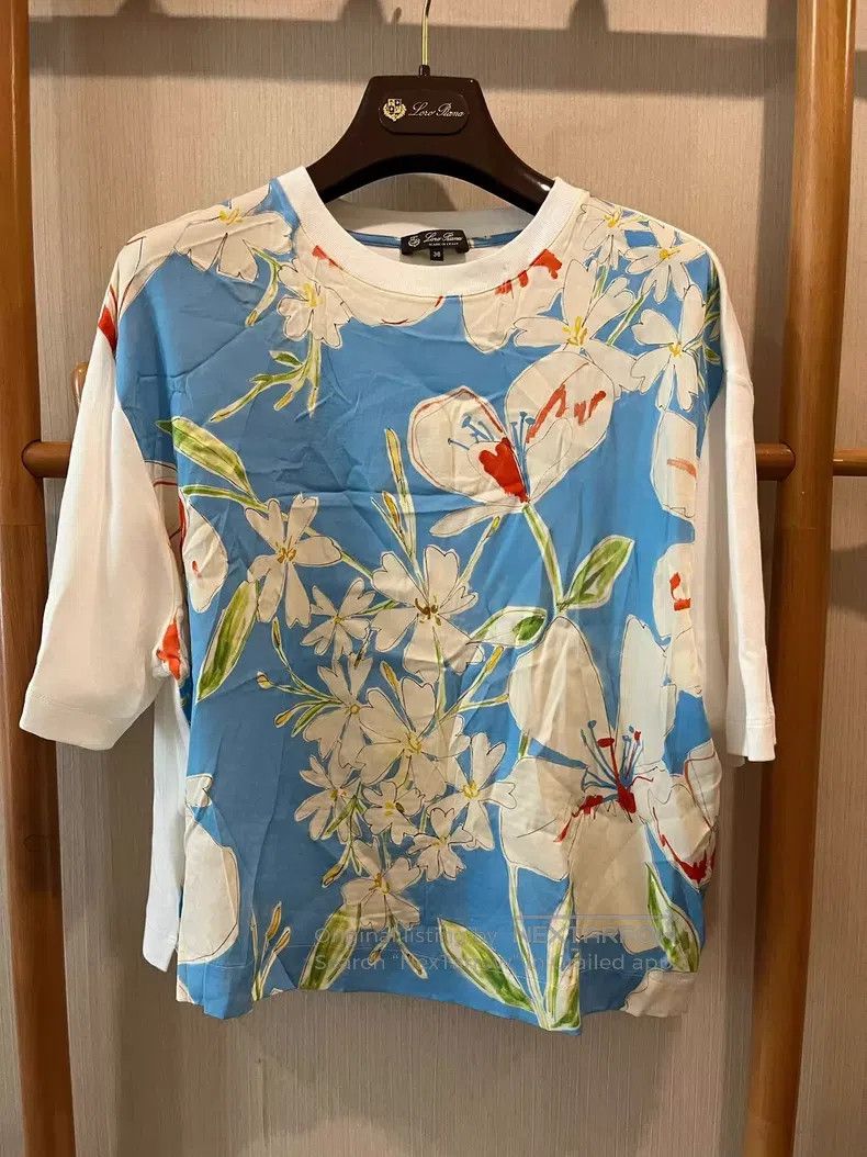 Loro Piana Loro Piana Floral Short Sleeve T-Shirt Top Size XXS / US 00 / IT 34 - 2 Thumbnail