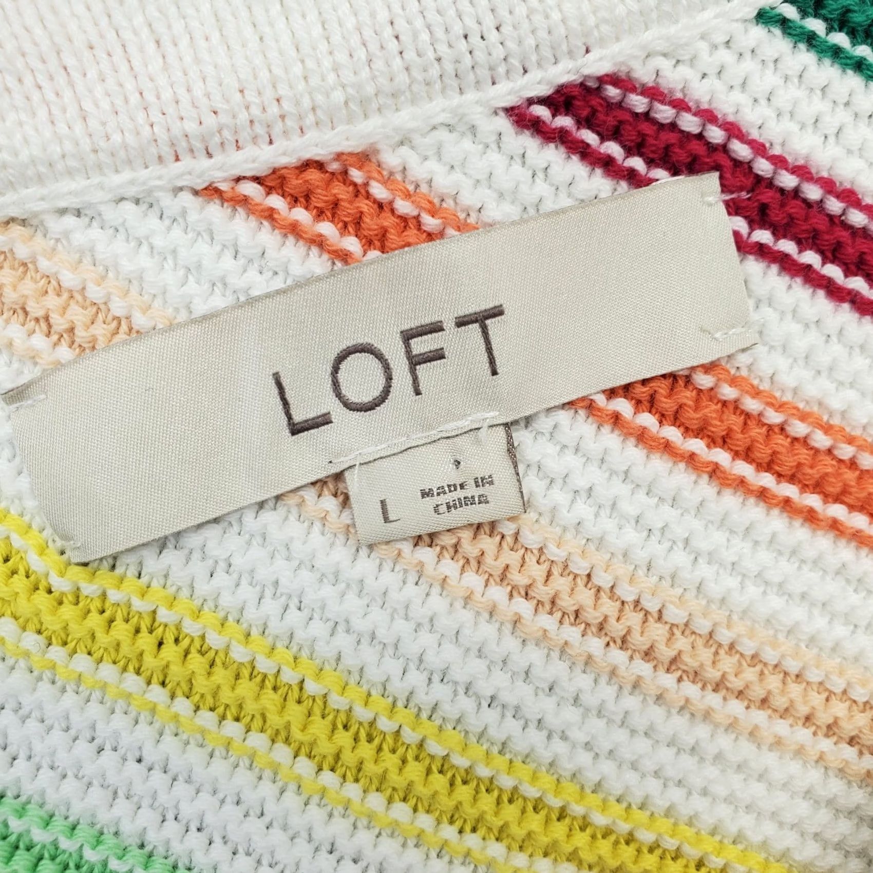 Loft LOFT Rainbow Knitted Top Womens L Multi Striped Sleeveless V Neck Button Front Size L / US 10 / IT 46 - 6 Thumbnail