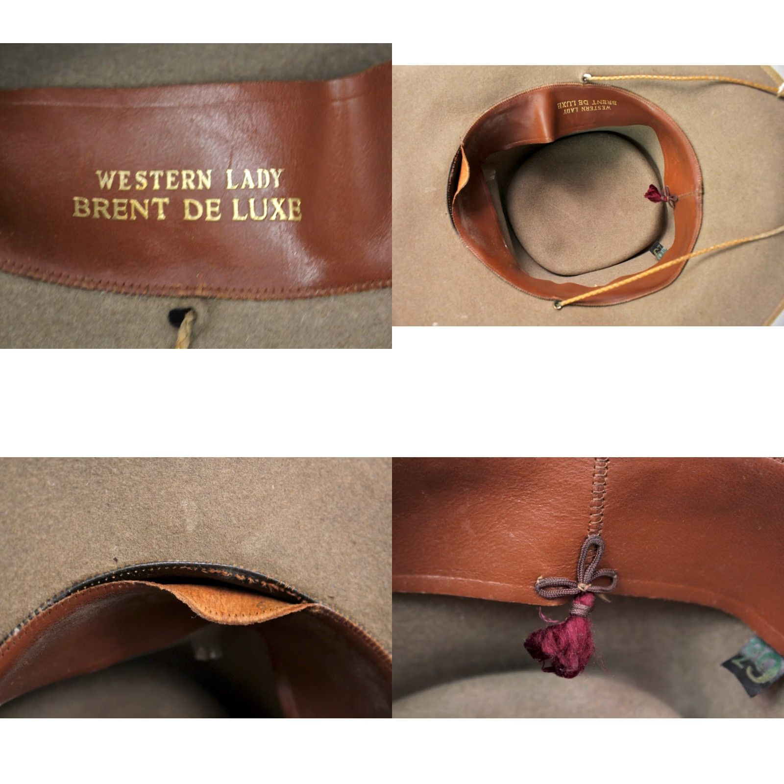 Vintage Women's Western Hat Cowboy 6 7/8 Beige Felt Brent Deluxe VTG 1950s Men’s Ladies? Size ONE SIZE - 8 Thumbnail
