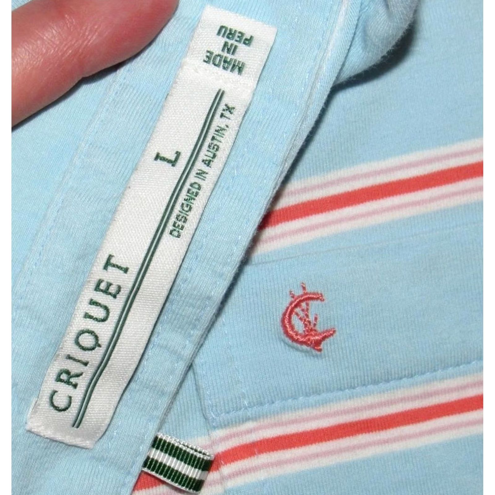 Vintage CRIQUET Blue Striped Short Sleeve Performance Polo Shirt Large Size US L / EU 52-54 / 3 - 3 Thumbnail