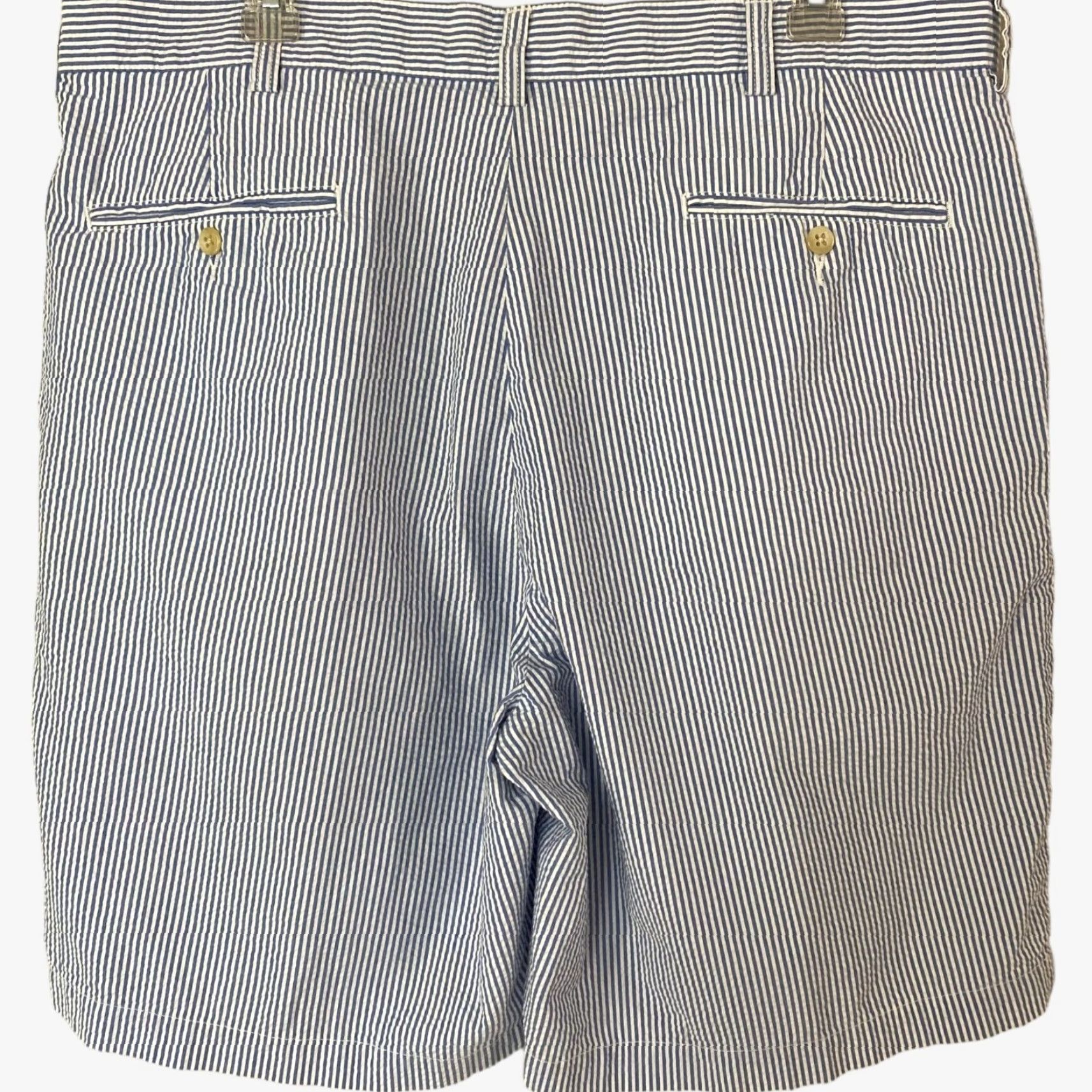 Polo Ralph Lauren VINTAGE Polo Ralph Lauren Tyler Shorts Seersucker Pleated Mens 38 Blue White Stripe Size US M / EU 48-50 / 2 - 4 Thumbnail