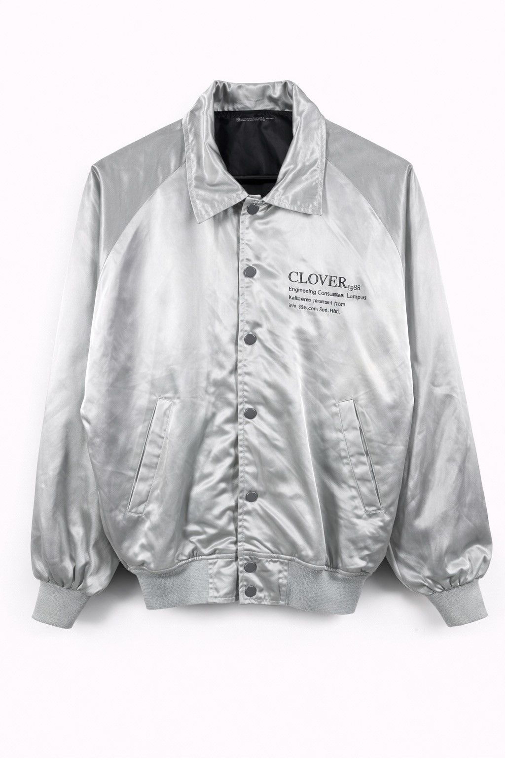 Vintage Vintage CLOVER Satin Coach Jacket Tennis Team Style Silver Size US M / EU 48-50 / 2 - 2 Thumbnail