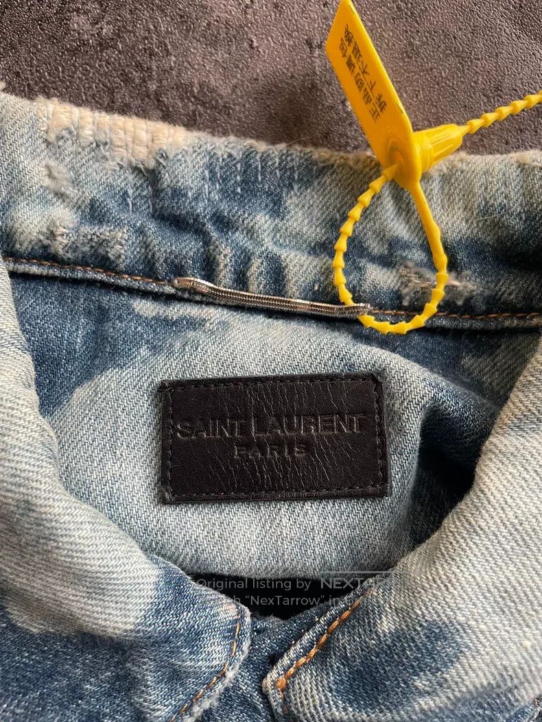 Saint Laurent Paris Saint Laurent Paris Blue and White Splatter Denim Jacket Size US XS / EU 42 / 0 - 4 Thumbnail