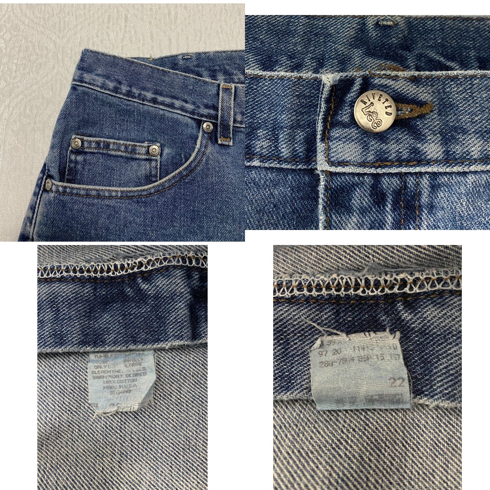 Lee VINTAGE Lee Jeans USA 36×28 Riveted Men's Blue Denim Wide-Leg 5-Pocket Jeans Mens Size US 36 / EU 52 - 8 Thumbnail