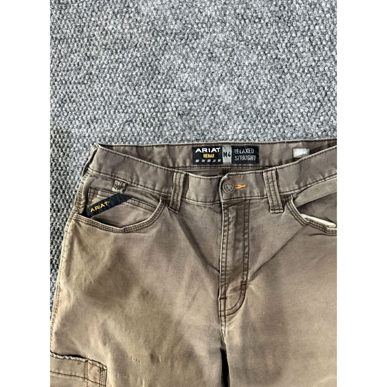 Ariat Ariat Rebar M4 Mens Pants 32x34 Brown Relaxed Straight Canvas Carpenter Workwear Size US 32 / EU 48 - 4 Thumbnail