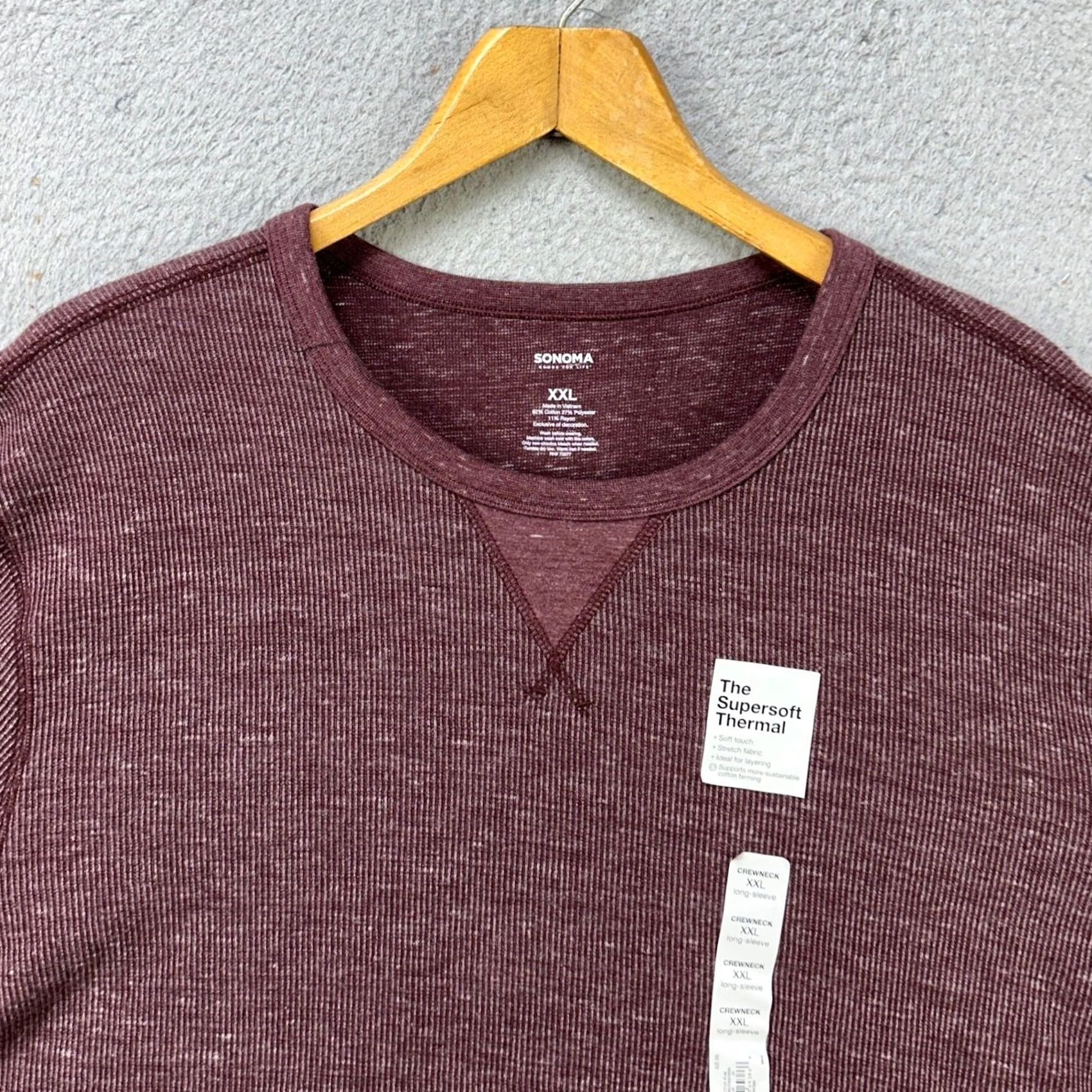Vintage Sonoma Sweatshirt Crewneck Mens 2XL Maroon Supersoft Thermal Knit Sweater NEW Size US XXL / EU 58 / 5 - 4 Thumbnail
