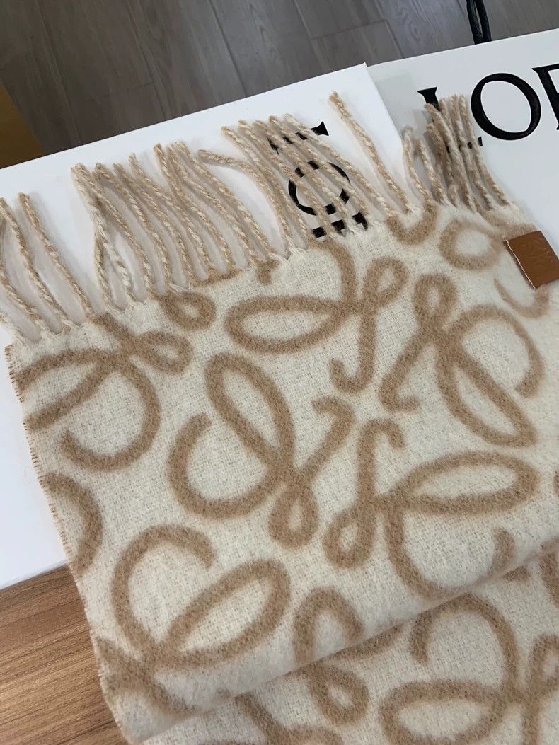 Loewe LOEWE Logo printed wool scarf Size ONE SIZE - 2 Thumbnail
