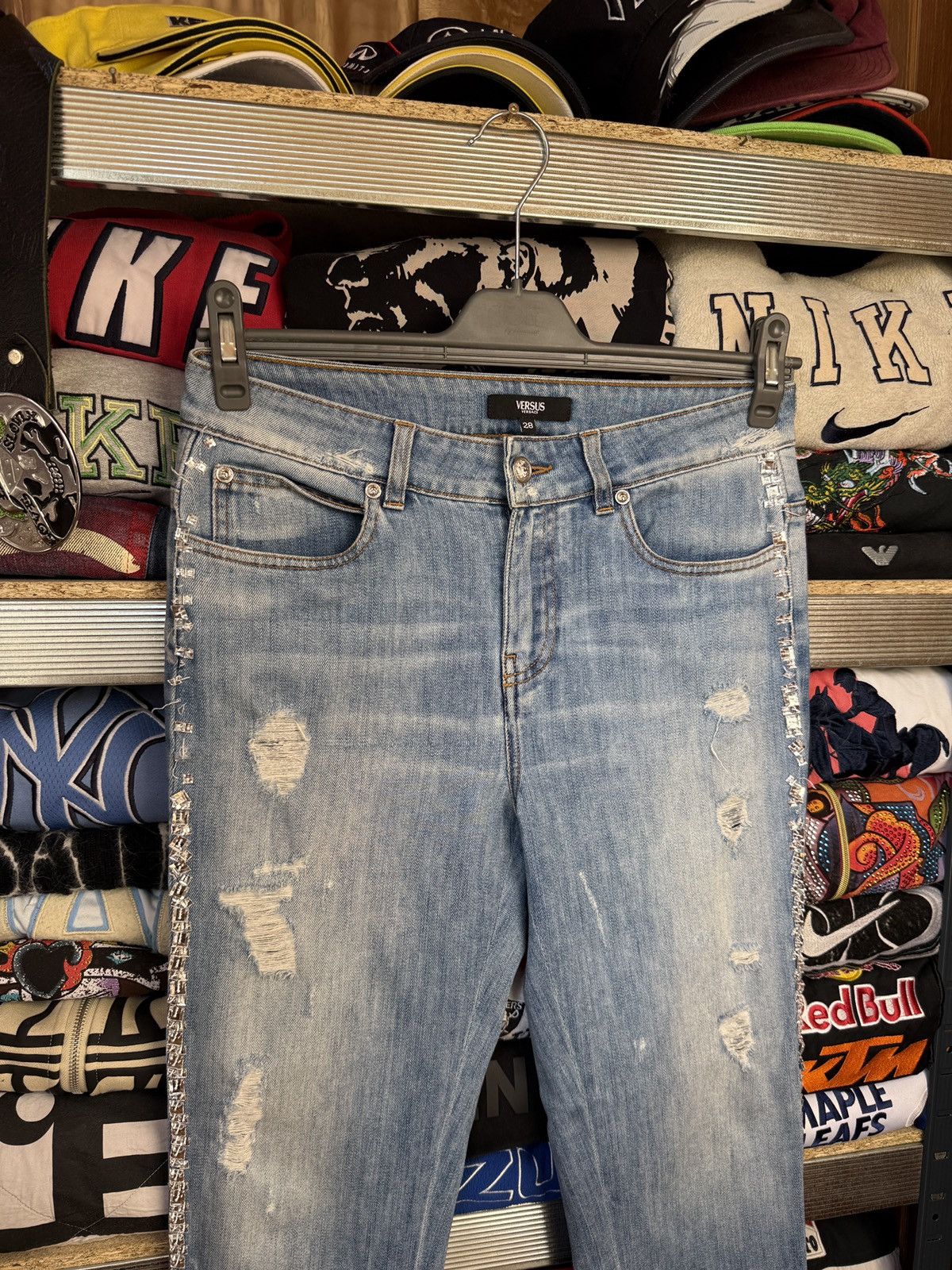 Versace Versus Versace Distressed Faded Colour Denim Jeans Pants Size US 28 / EU 44 - 3 Thumbnail