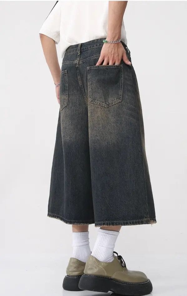 Japanese Brand Loose wide-leg vintage distressed flared denim shorts Size US 32 / EU 48 - 5 Thumbnail