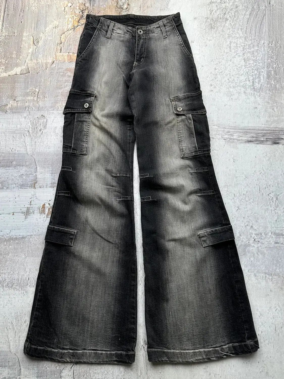 image of Vintage Wide Faded Super Flare Jeans in Grey, Women's (Size 26)