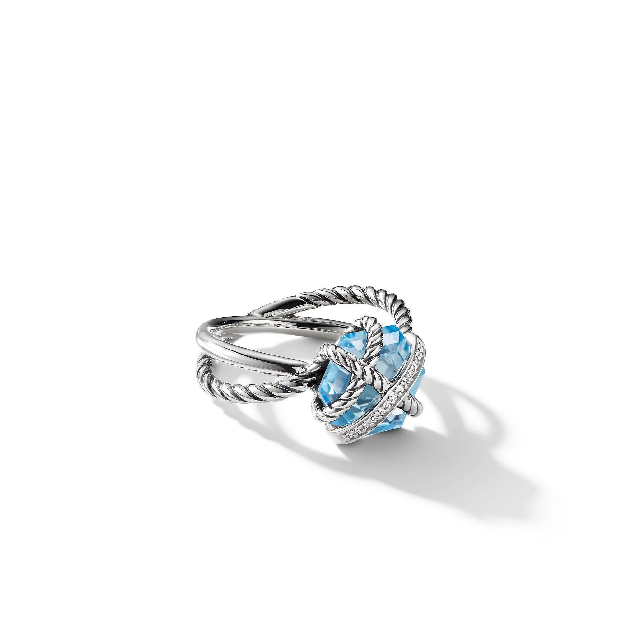 David Yurman o1w1db10325 Cable Wrap Ring Sterling Silver with Blue Topaz Size ONE SIZE - 1 Thumbnail