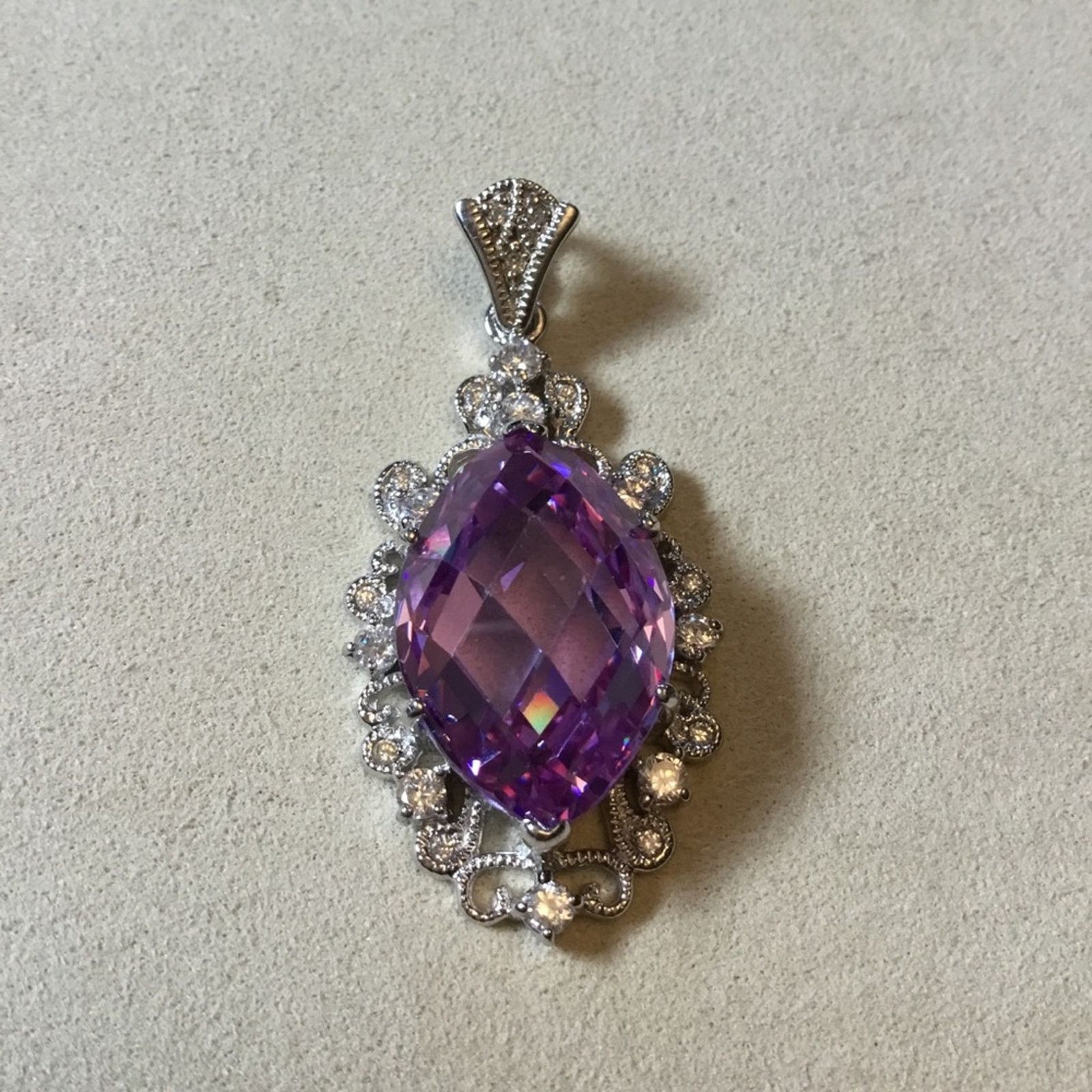 Other Sterling Silver Purple Crystal Statement Pendant Size ONE SIZE - 1 Thumbnail