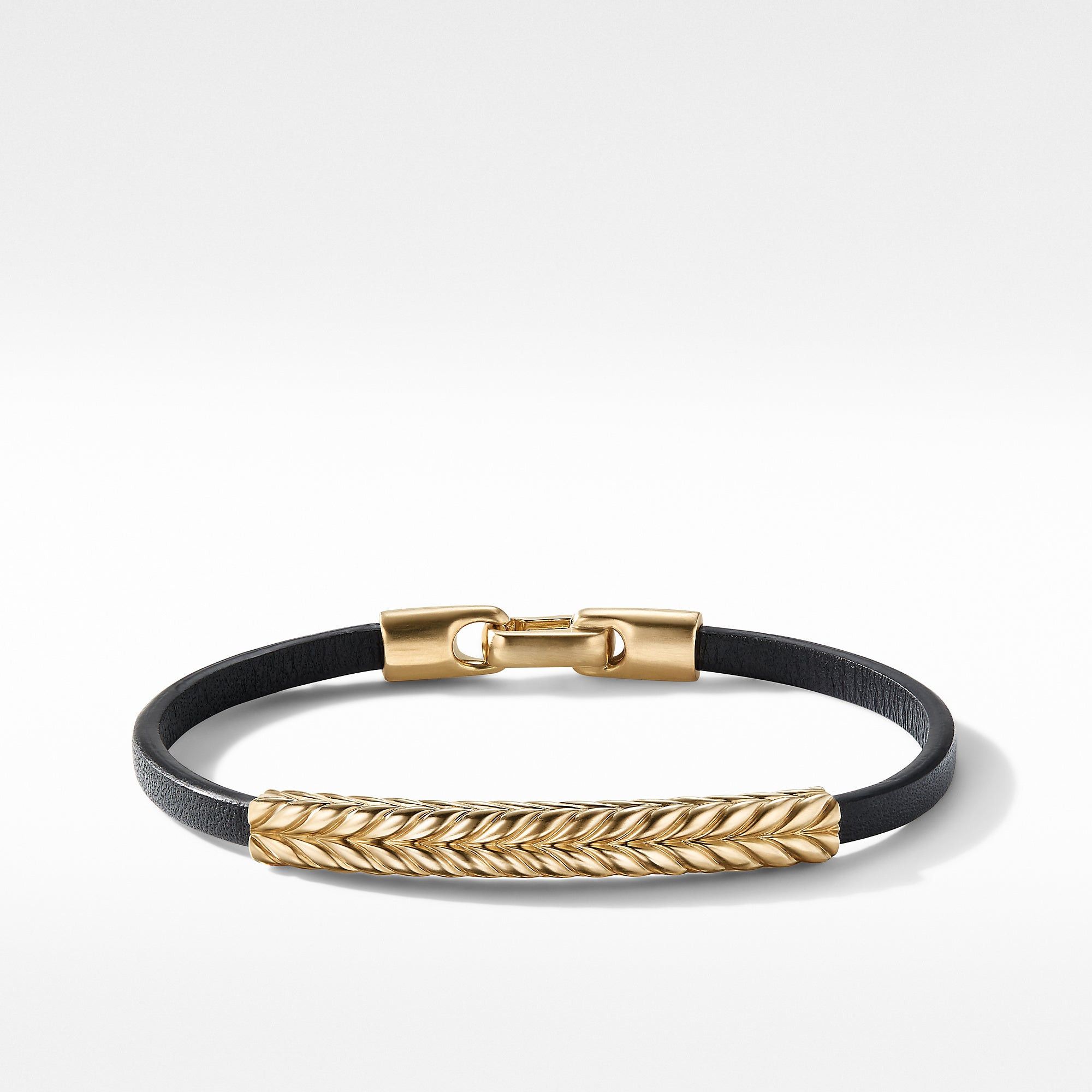 David Yurman o1w1db10325 Size:OS/Chevron Black Leather Bracelet in Golden Size ONE SIZE - 1 Thumbnail