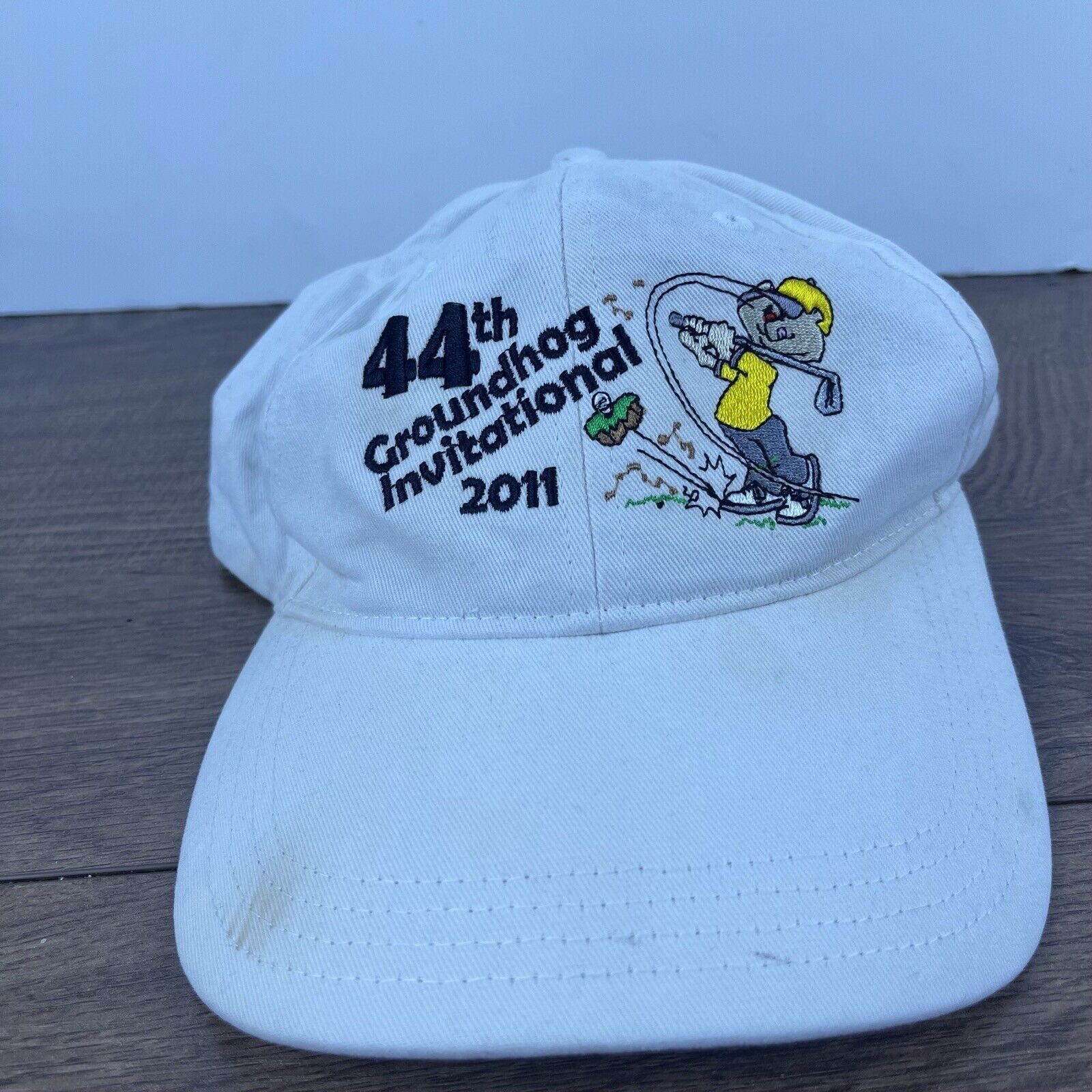 Other 44th Groundhog Invitational Adjustable Hat 2011 White Hat Ad Size ONE SIZE - 1 Thumbnail