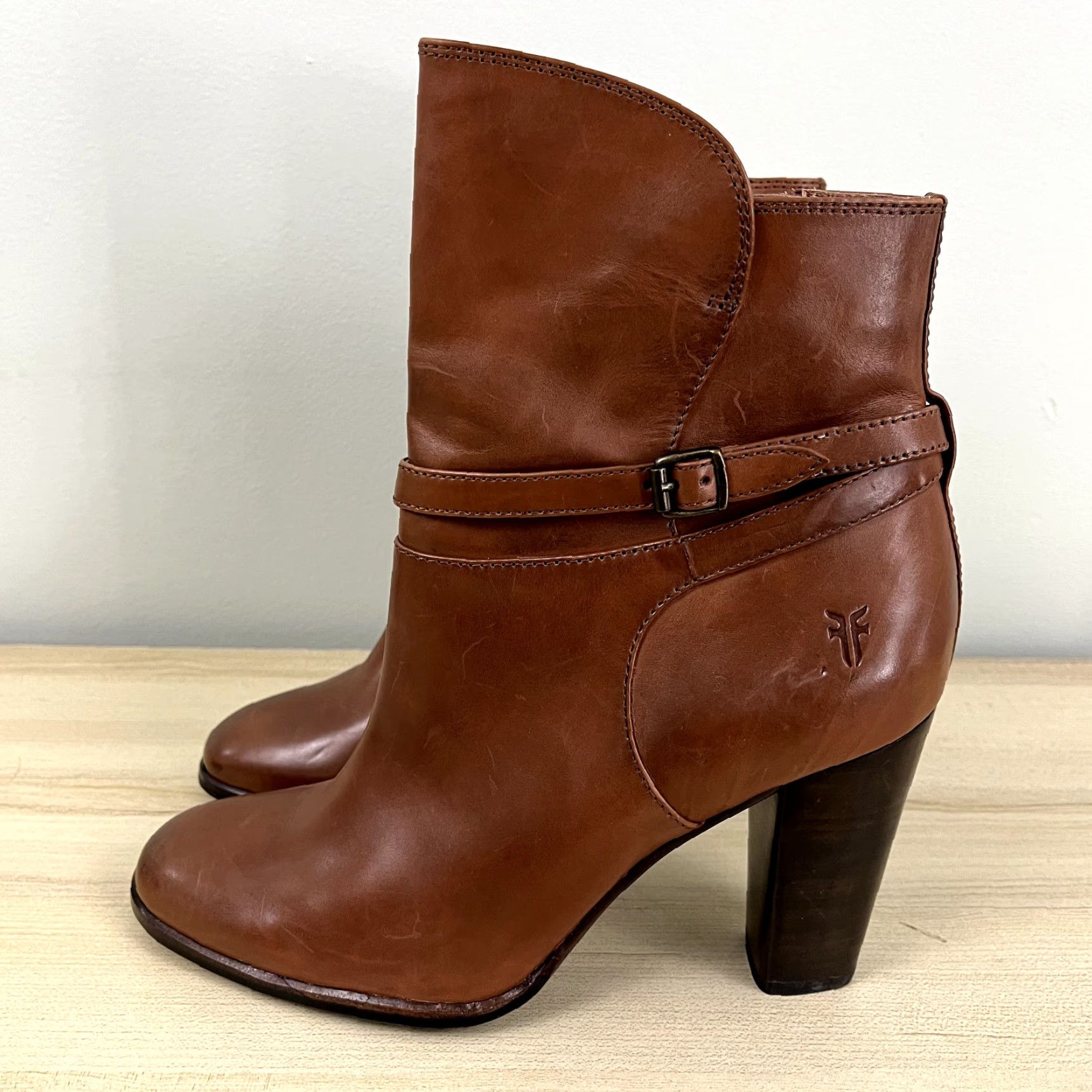 Frye Frye Brown Leather Ankle Booties Womens Size 8.5 High Heel Casual Size US 8.5 / IT 38.5 - 6 Thumbnail