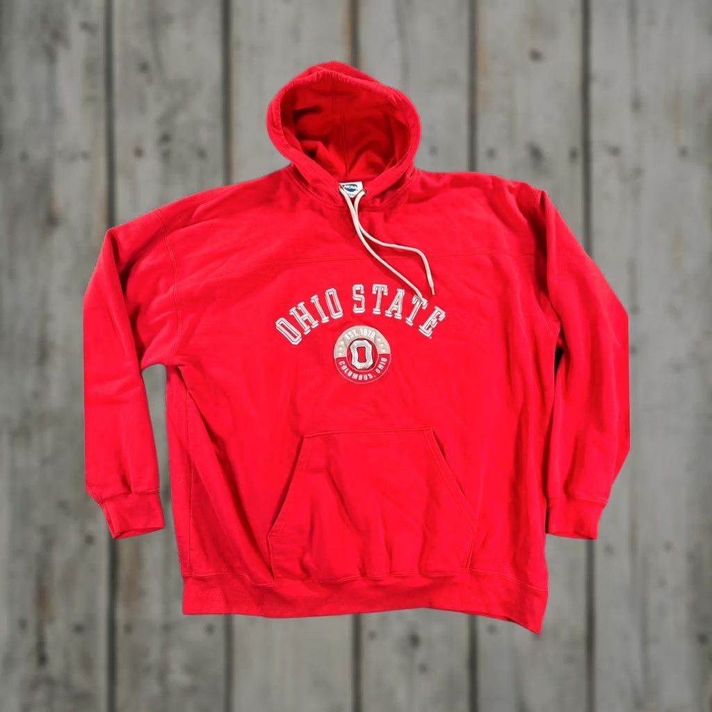 Vintage NCAA VF Imagewear Ohio State Buckeyes Hoodie Mens XL Red Embroidered Sweatshirt Pullover Fleece Graphic Print Kangaroo Pocket Size US XL / EU 56 / 4 - 1 Thumbnail