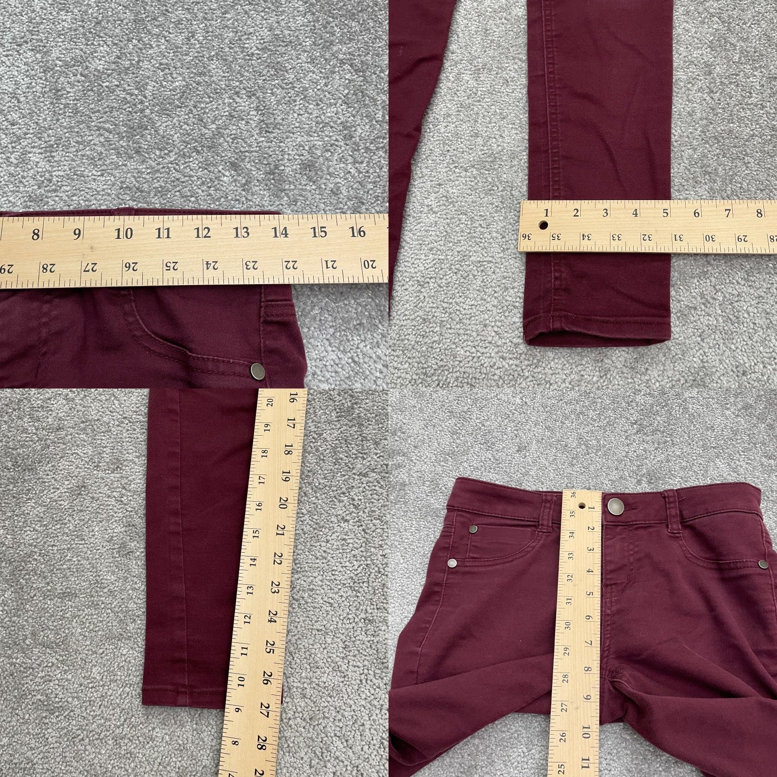 Vintage Tinseltown Skinny Jeans Juniors 3 Red Maroon Mid Rise Dark Wash Stretch 28x27 Size 27" / US 4 / IT 40 - 8 Thumbnail