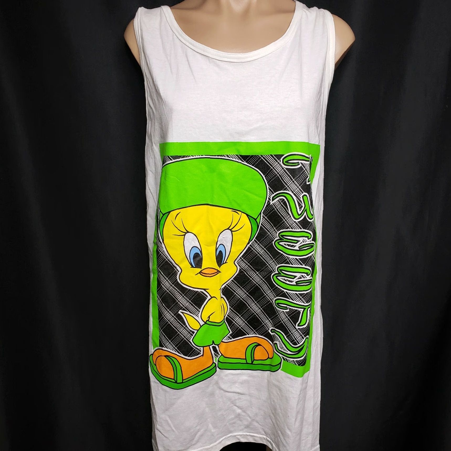 Vintage VINTAGE Tweety Bird Racerback Tank Top Looney Tunes One Size Reg Unisex Adult White 1990s Graphic Tee Shirt Size ONE SIZE - 3 Thumbnail